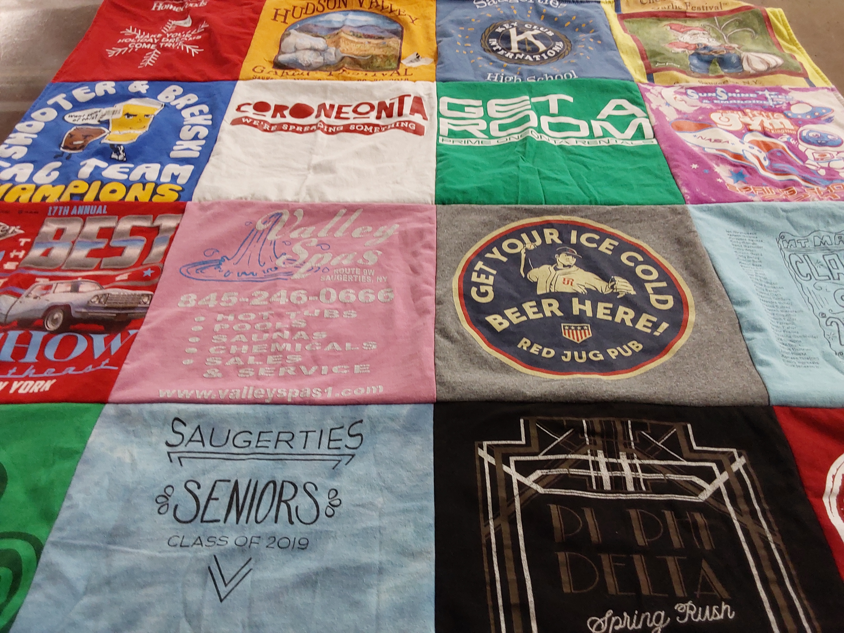 T-shirt quilt from saugerties high school by Lorri from NY