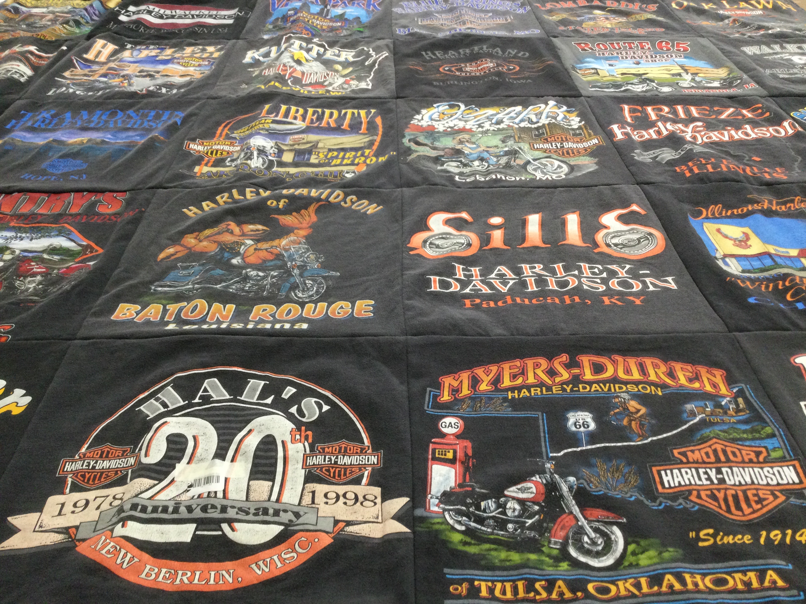 T-shirt quilt with motorcycling, harley davidson themes by thomas from MO