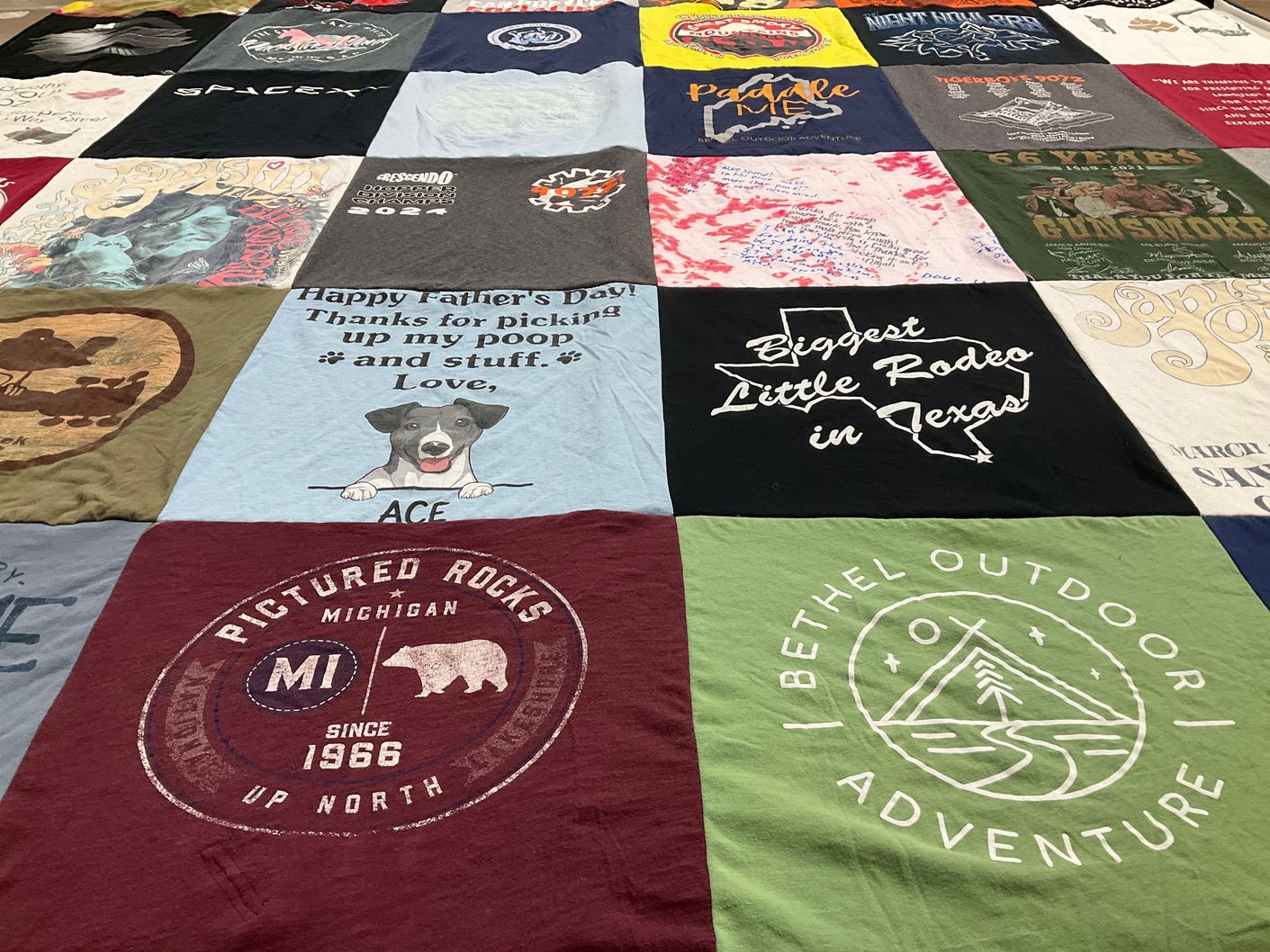 T-shirt quilt with outdoor activities, rodeo themes by DOUGLAS from TX