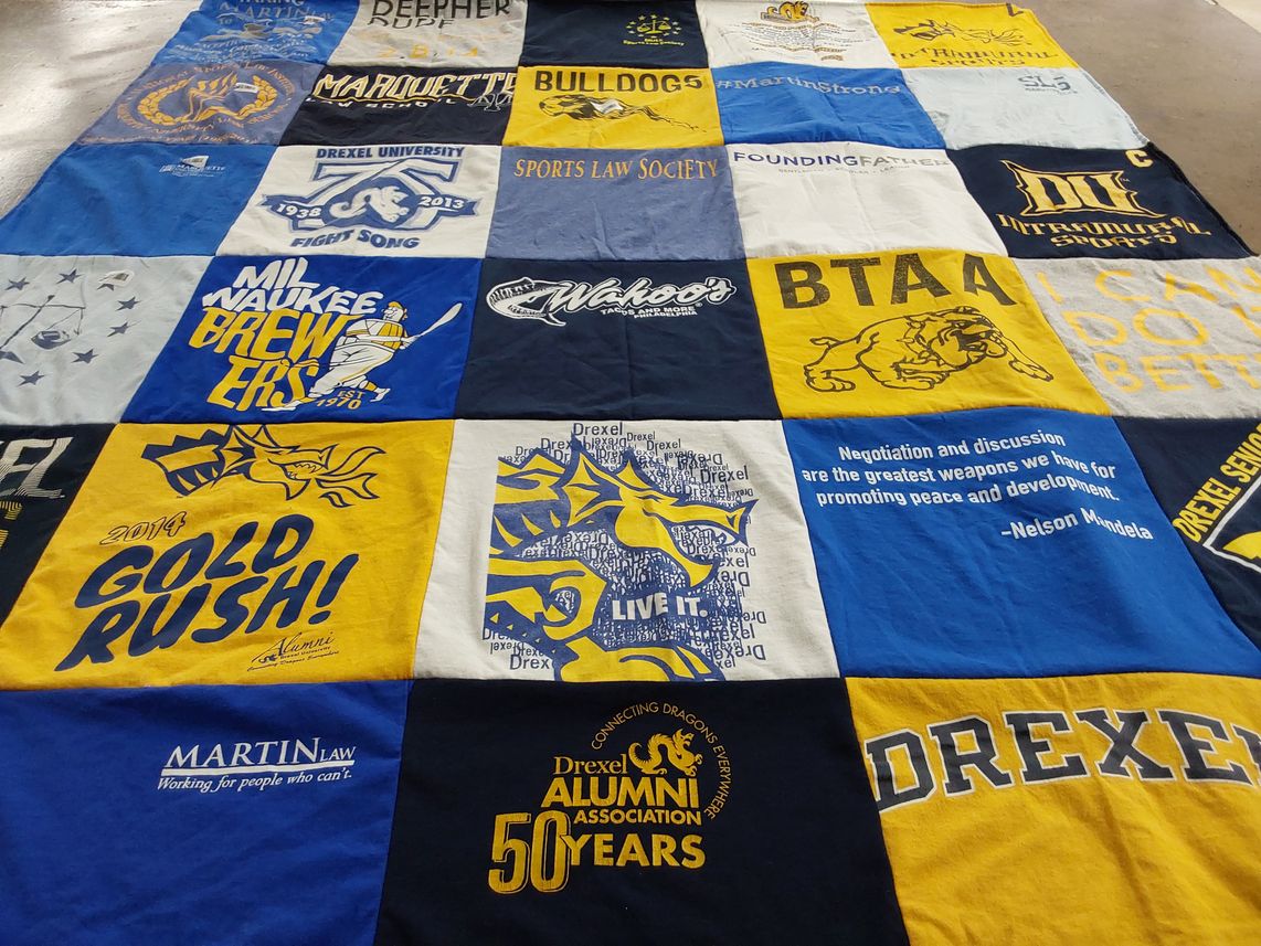T-shirt quilt featuring marquette bulldogs by Sharon from PA