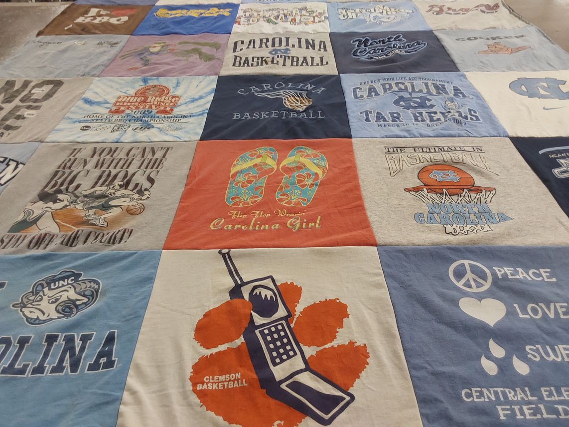 T-shirt quilt featuring university of north carolina tar heels, clemson university basketball by Donna from SC