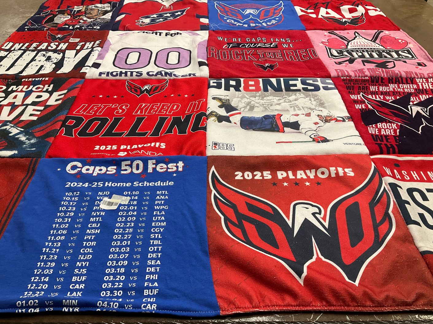 T-shirt quilt featuring washington capitals by Lisa from DE