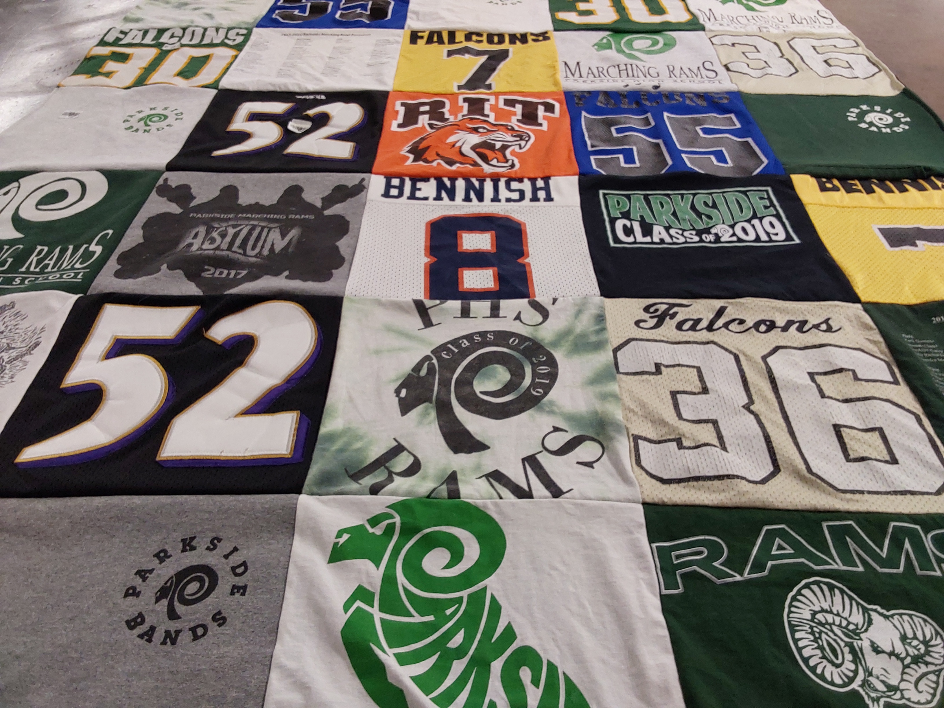 T-shirt quilt featuring parkside marching rams by Alison from MD