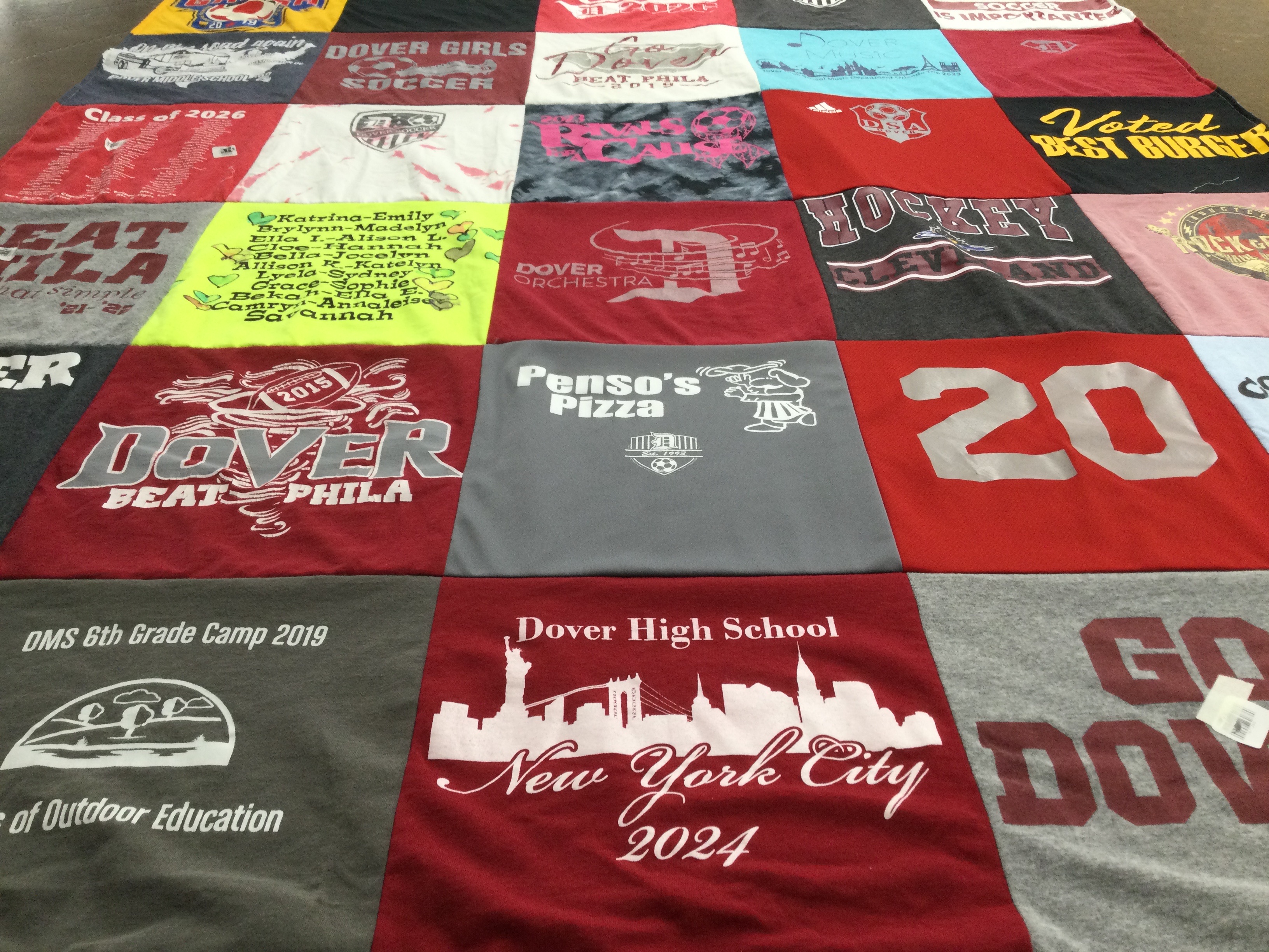 T-shirt quilt featuring dover girls soccer by Nancy from OH