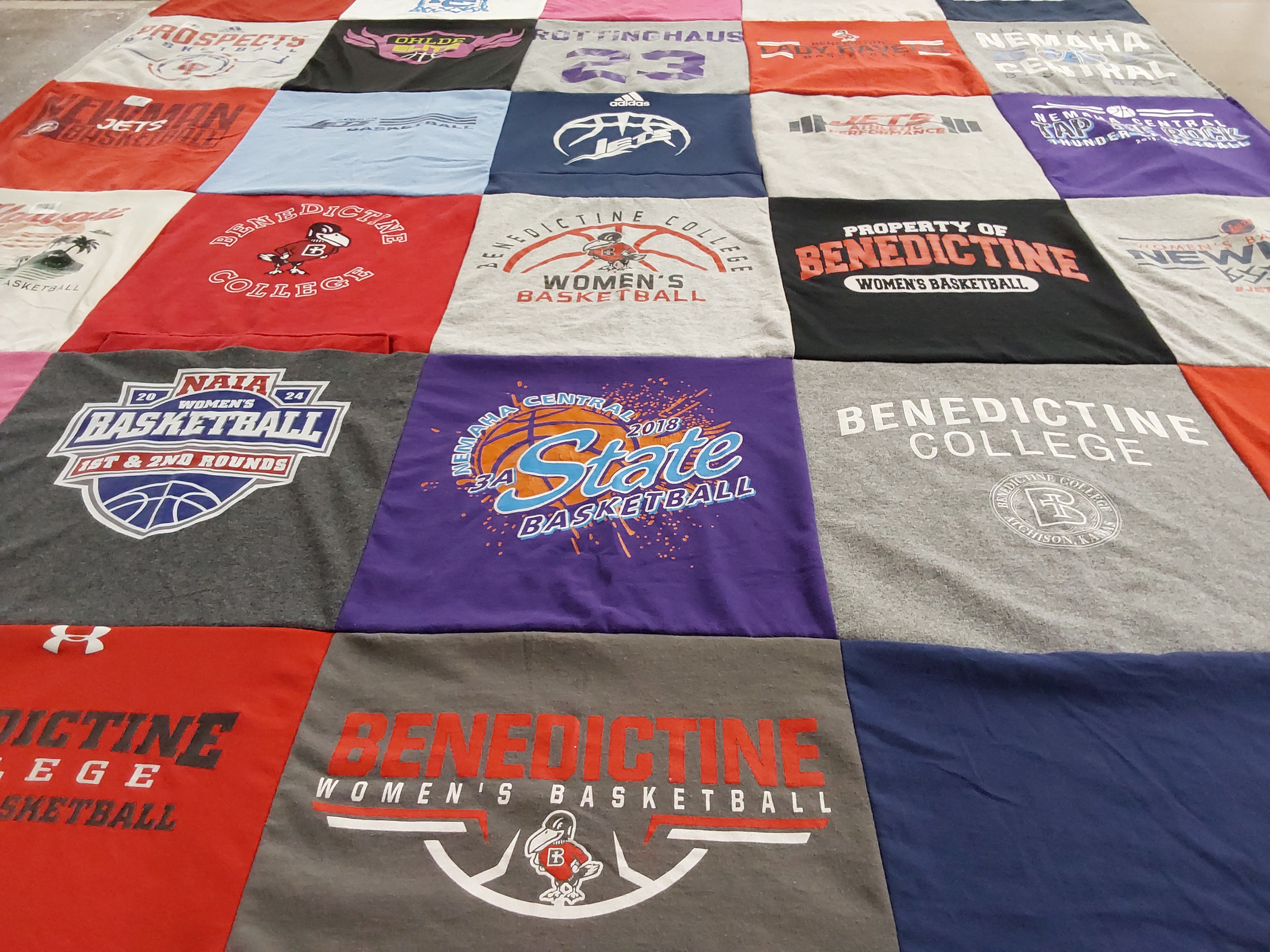 T-shirt quilt featuring benedictine women's basketball by Jennifer from KS