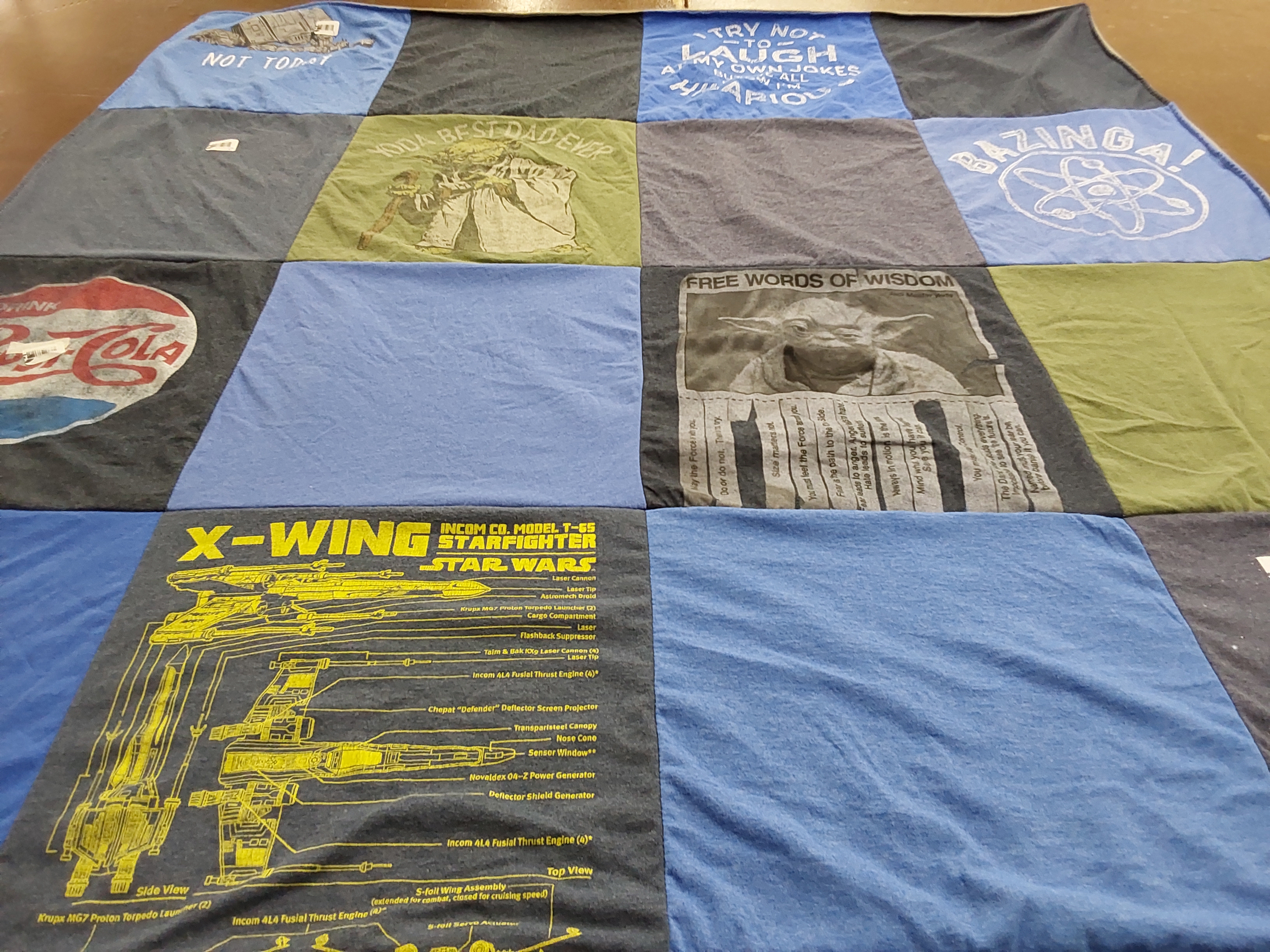 T-shirt quilt with pop culture, movies themes by Jennifer from MI