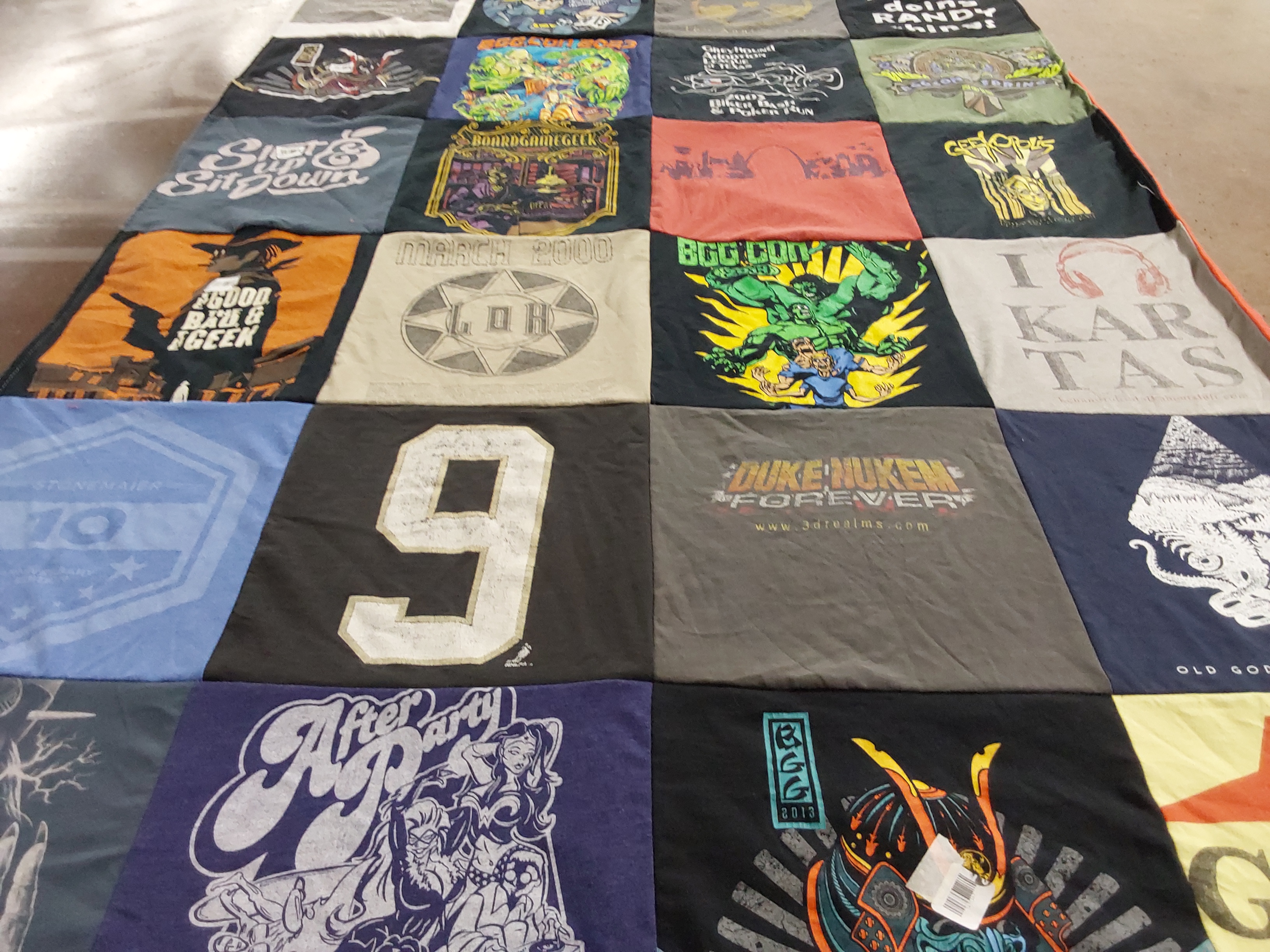 T-shirt quilt with gaming, superheroes themes by Marissa from TX