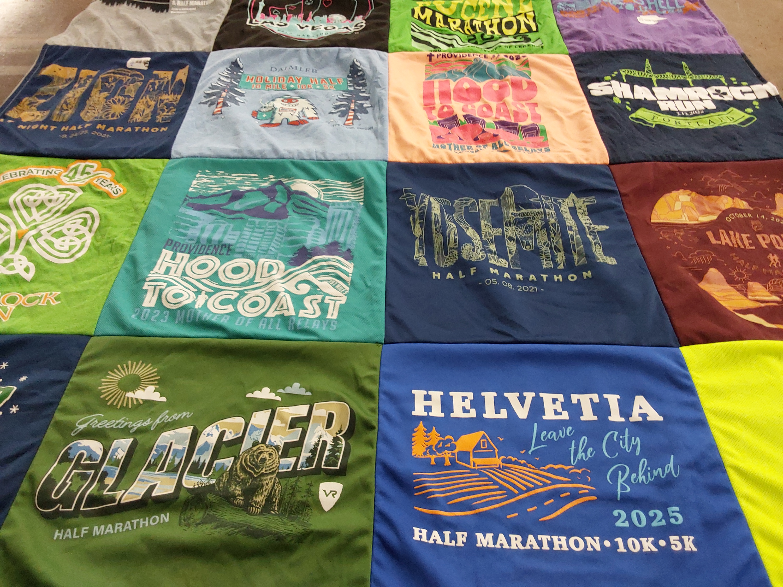 T-shirt quilt with running, marathons themes by Jeremy from OR