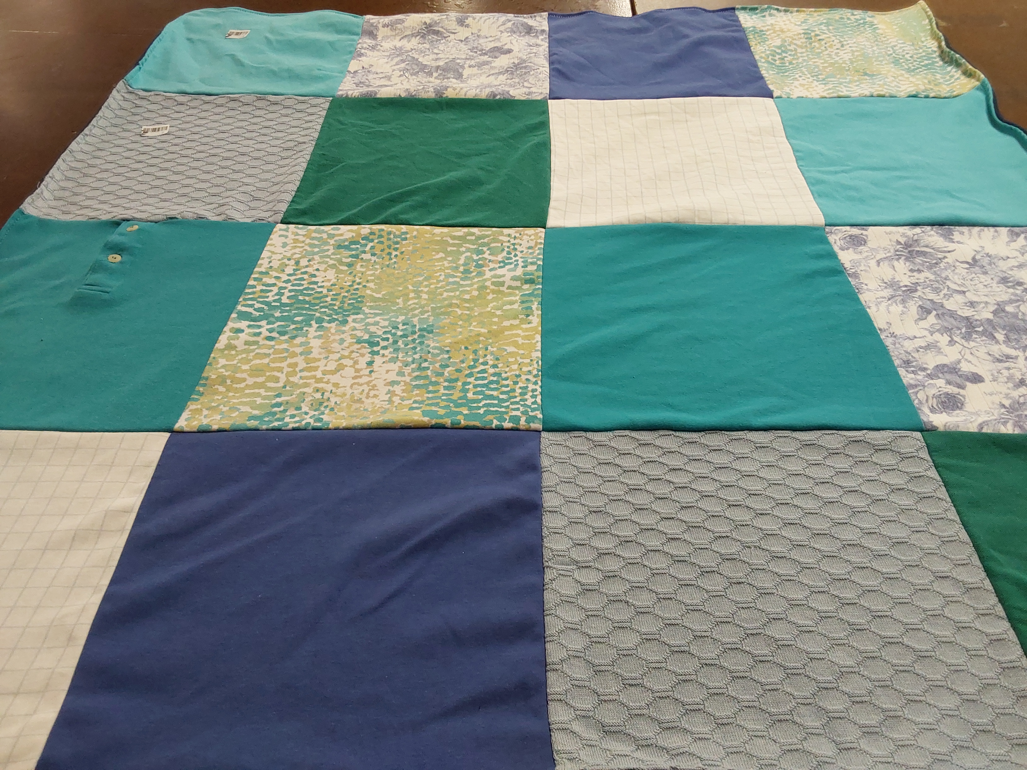 T-shirt quilt with quilting, crafting themes by Sue from CT