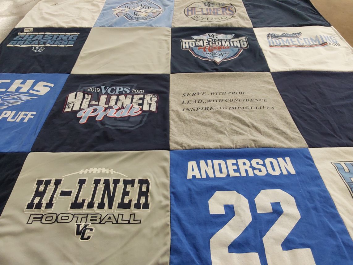 T-shirt quilt featuring valley city high school football by Brandi from ND