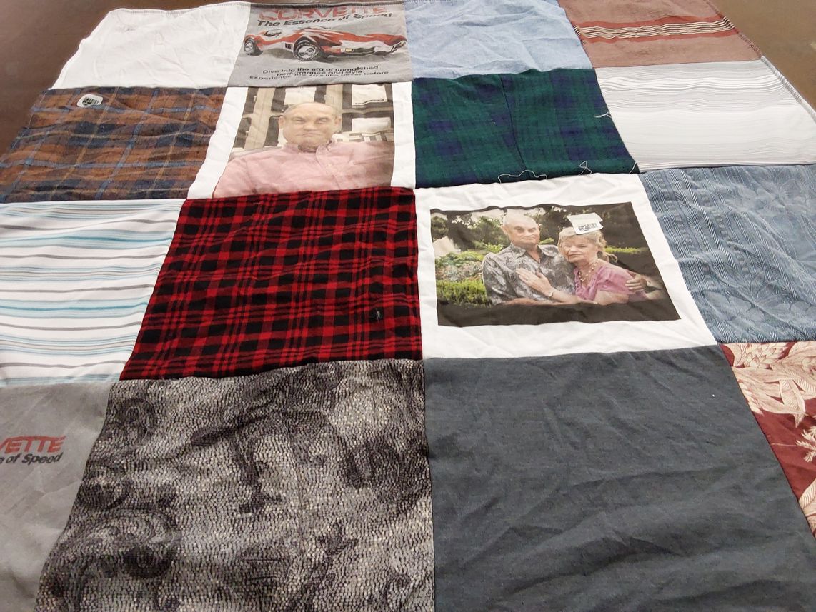 T-shirt quilt with cars, family themes by Cheryl from IL