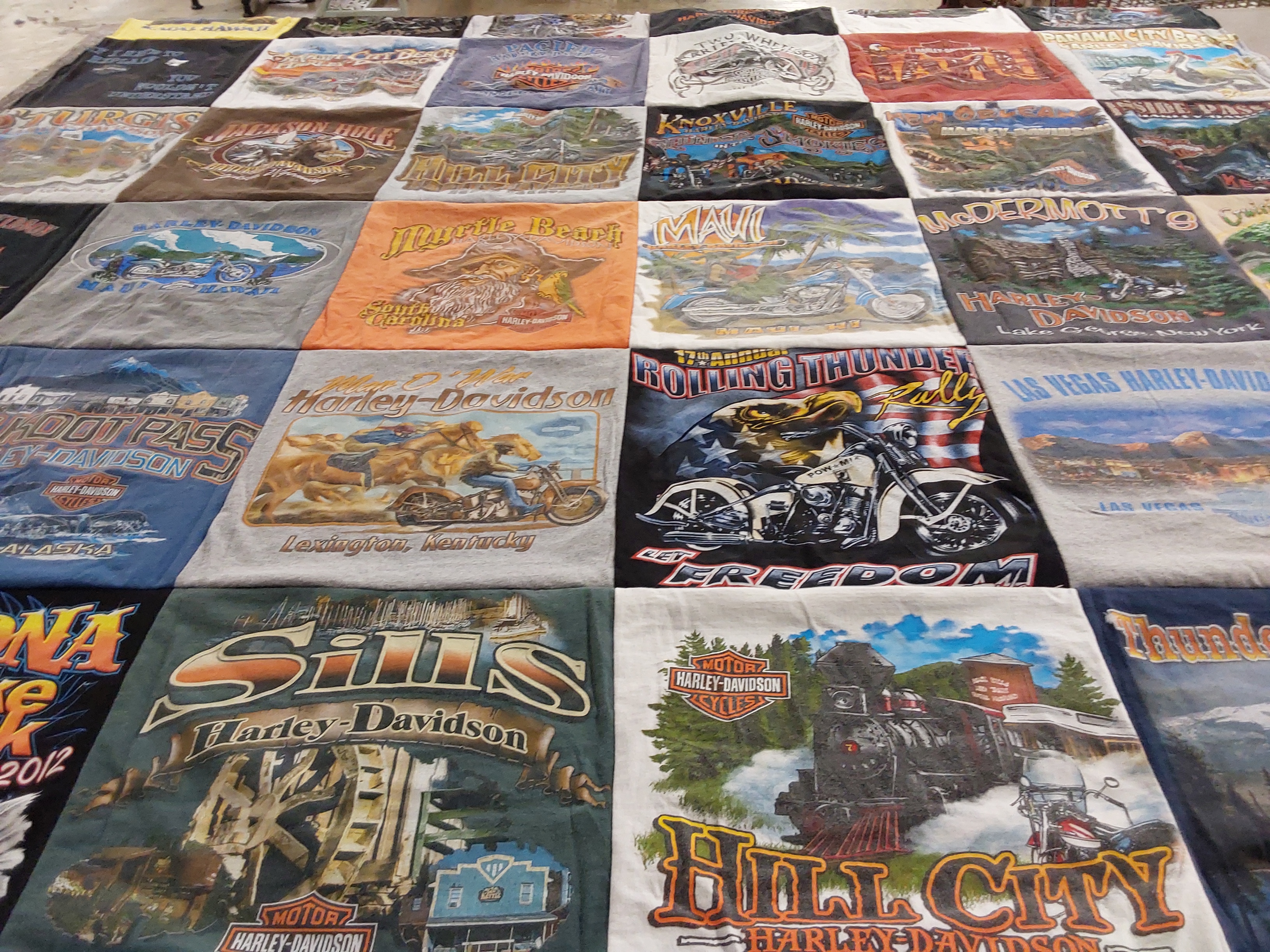 T-shirt quilt with motorcycles, biking themes by DeEtta from KY