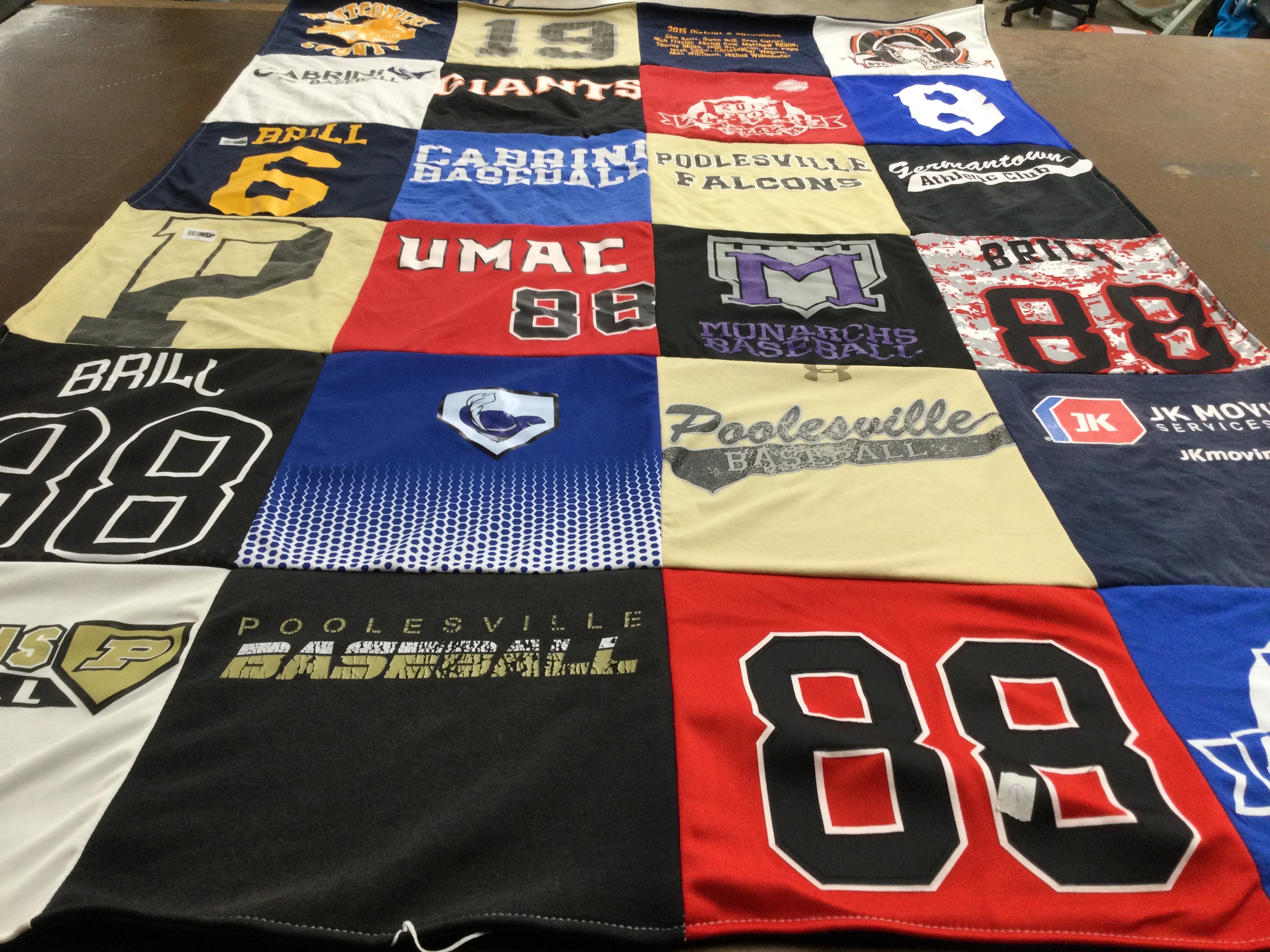 T-shirt quilt featuring poolesville baseball by Jennifer from MD