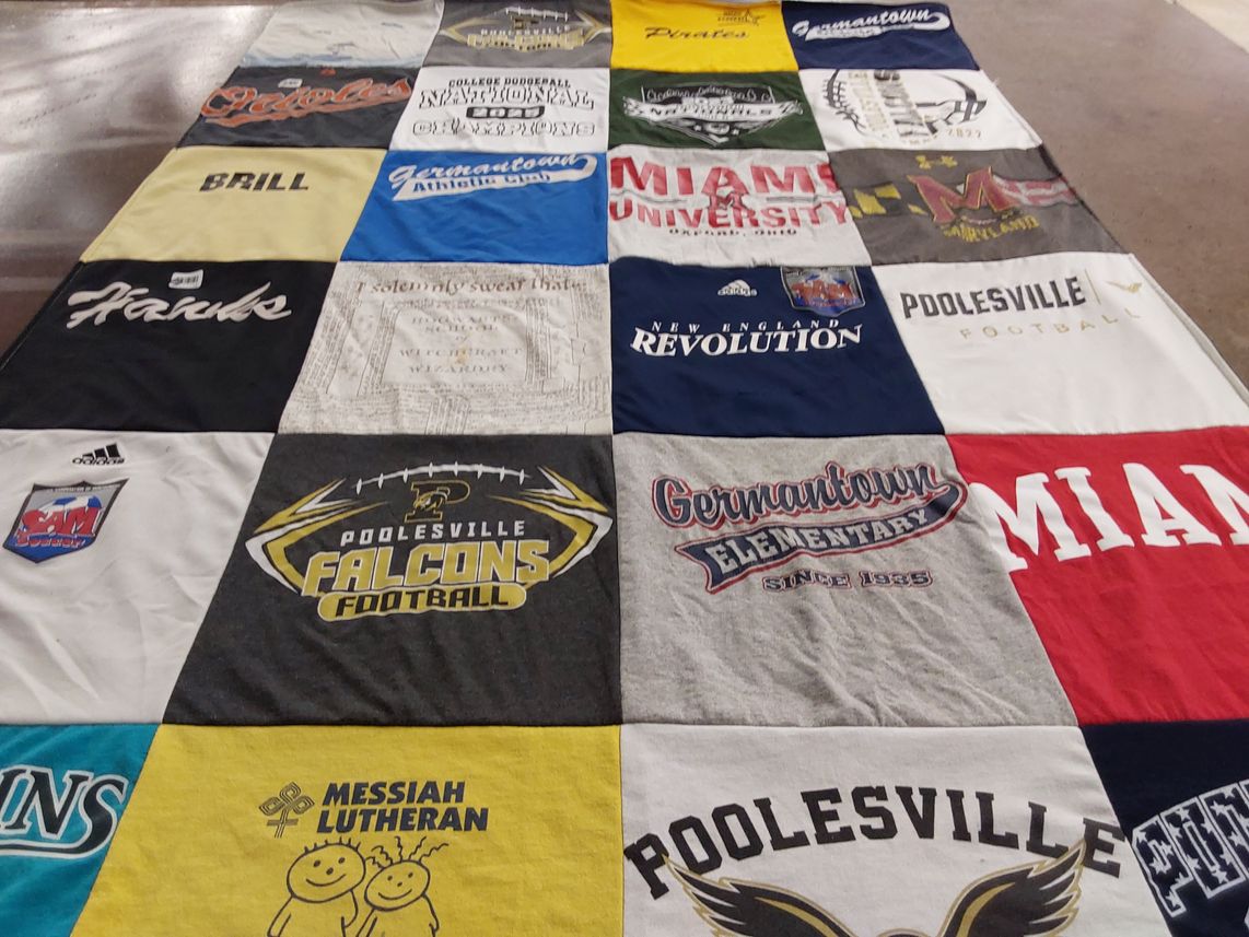 T-shirt quilt featuring poolesville falcons football by Jennifer from MD