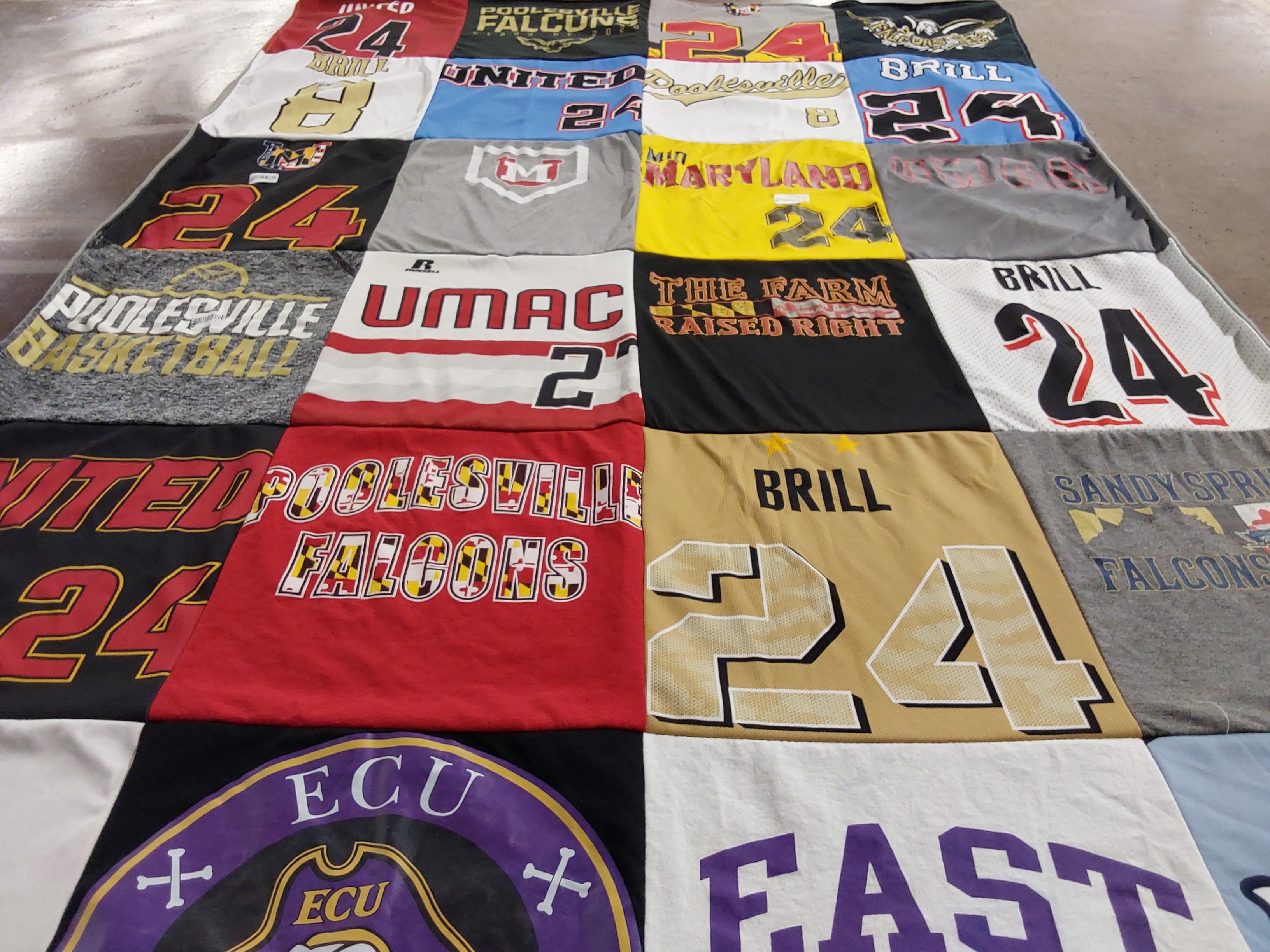 T-shirt quilt featuring poolesville falcons, sandy spring falcons by Jennifer from MD