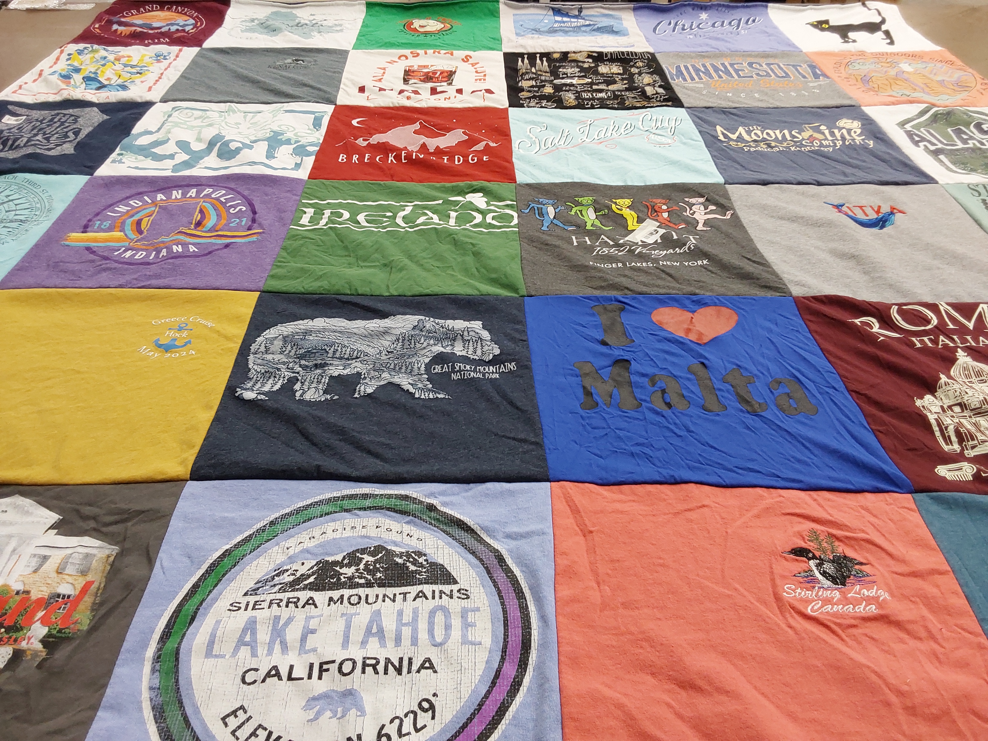 T-shirt quilt with travel, nature themes by Wesley from NJ