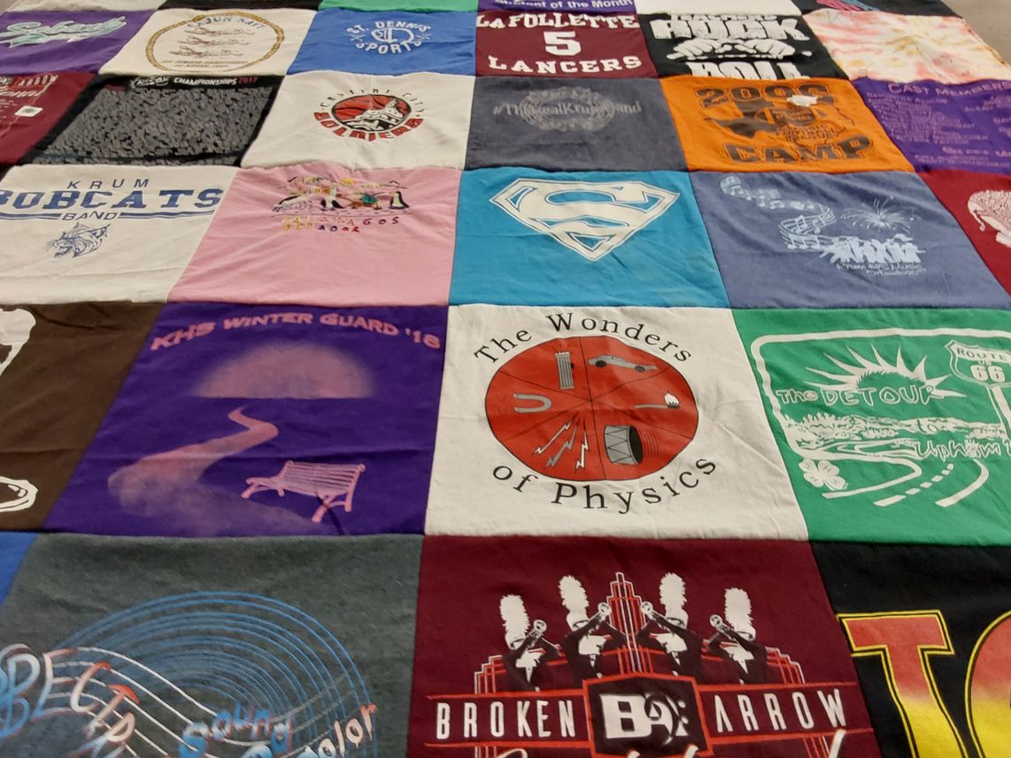 T-shirt quilt from krum high school, broken arrow high school by Cheri from MD