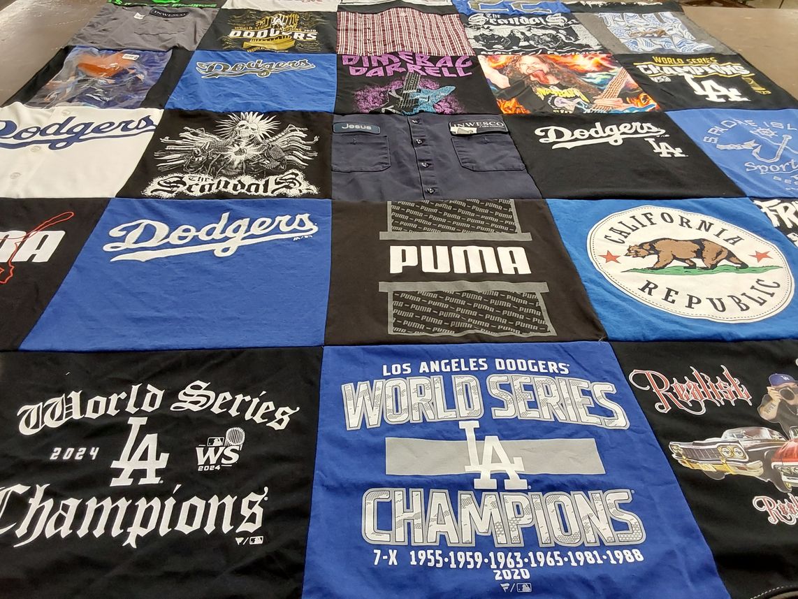 T-shirt quilt featuring los angeles dodgers by Elenalida from TX