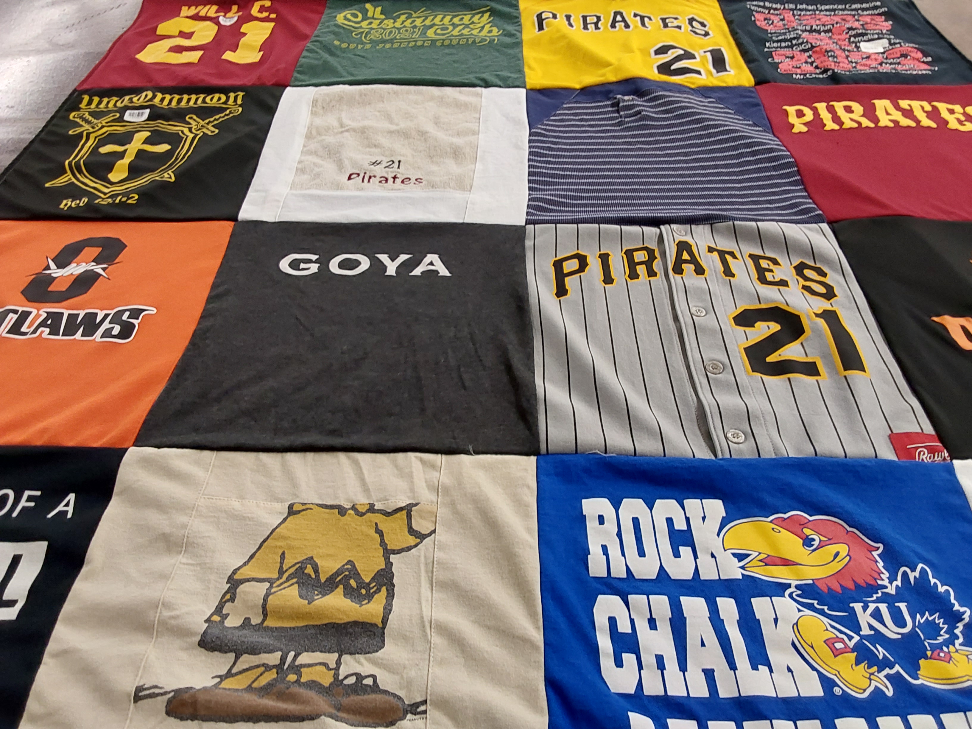 T-shirt quilt featuring pirates by Julie from KS