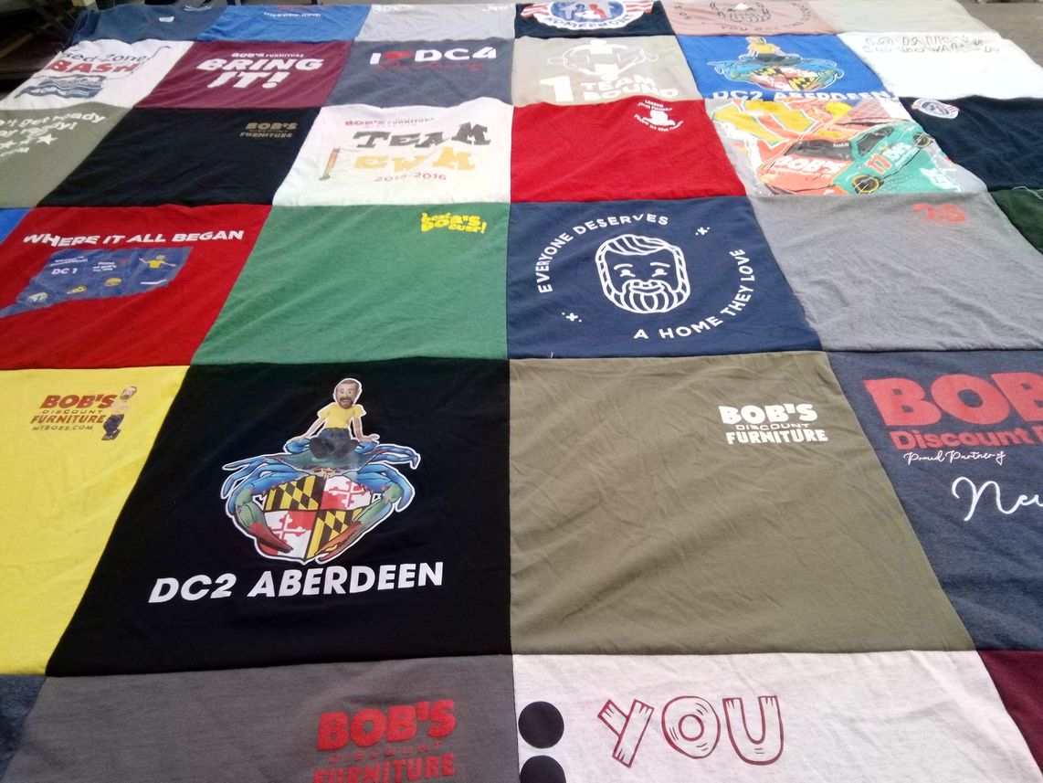 T-shirt quilt with furniture themes by Jennifer from CT