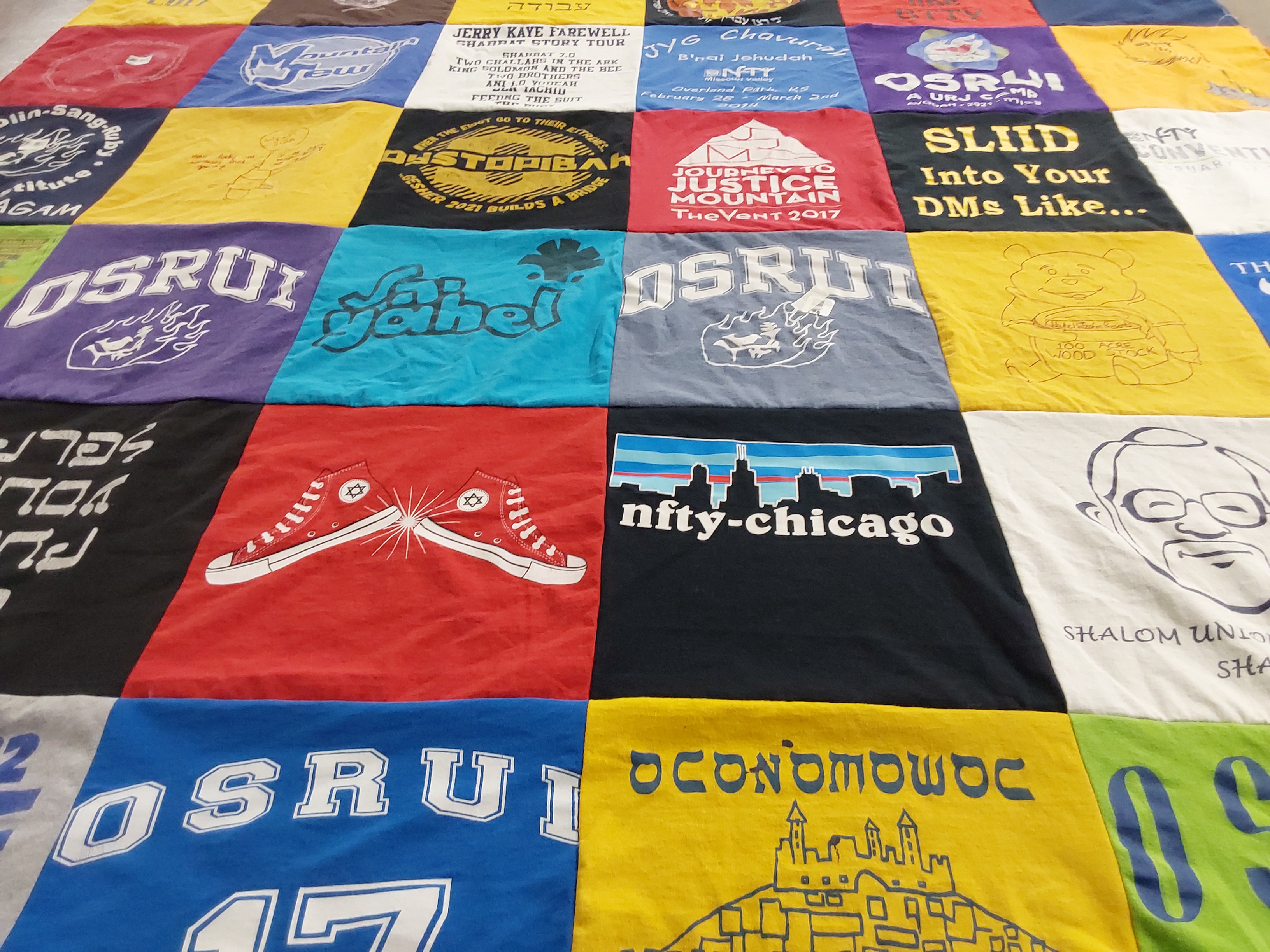 T-shirt quilt with judaism, community service themes by Amy from KS