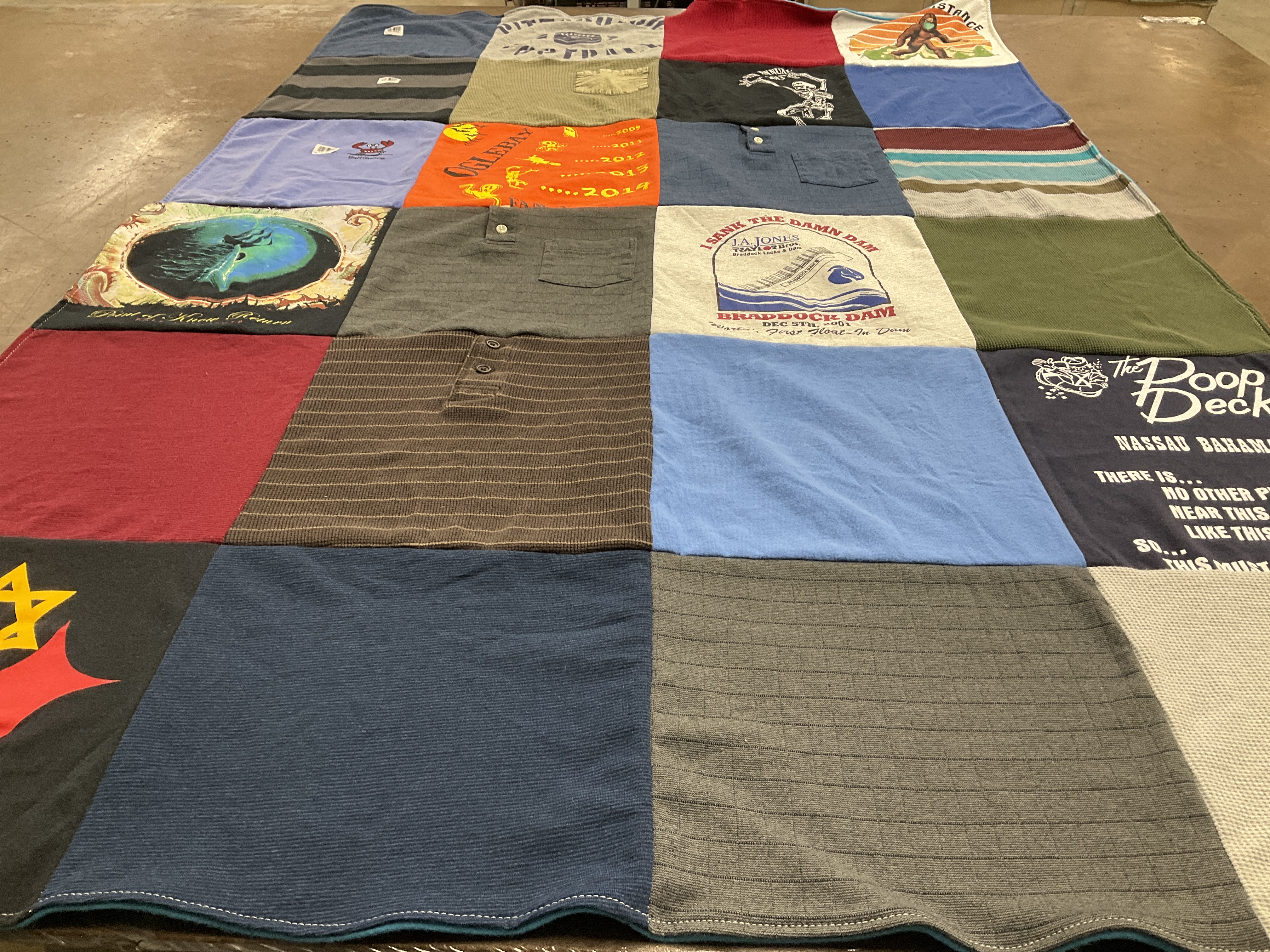 T-shirt quilt with travel, friends themes by Jamie from PA
