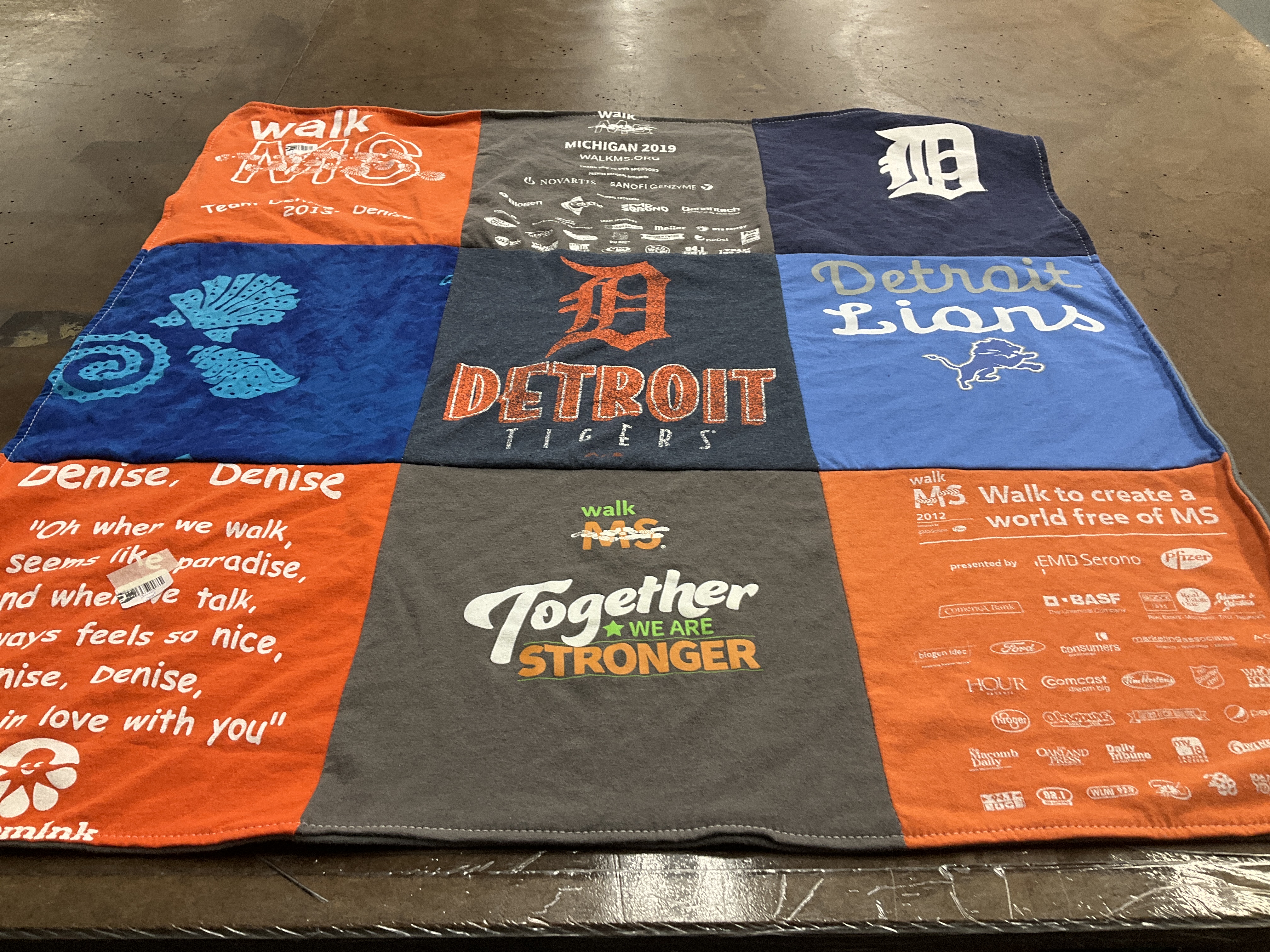 T-shirt quilt featuring detroit tigers, detroit lions by Kristin from MI