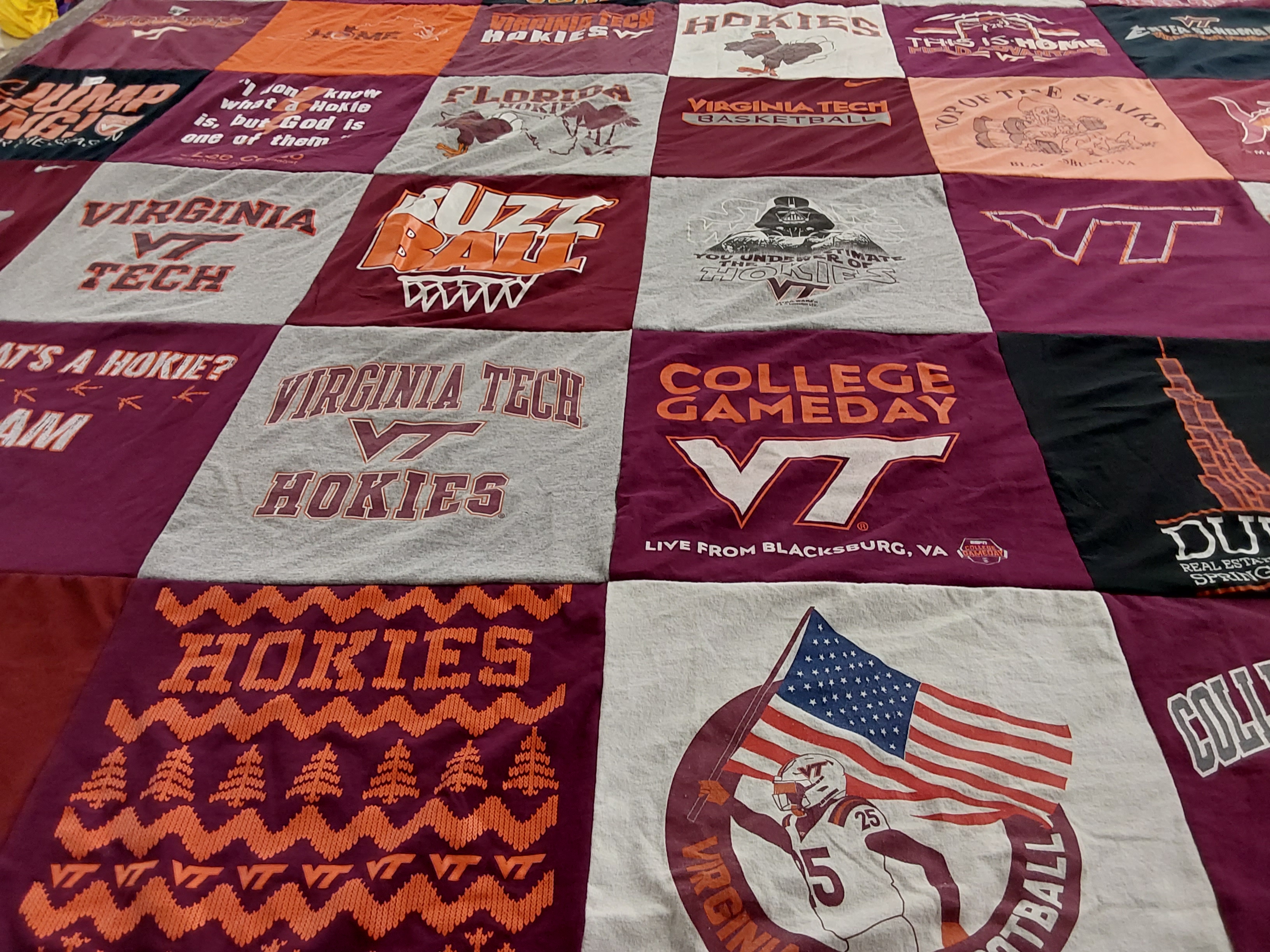 T-shirt quilt featuring virginia tech hokies football, virginia tech hokies basketball by Susan from FL