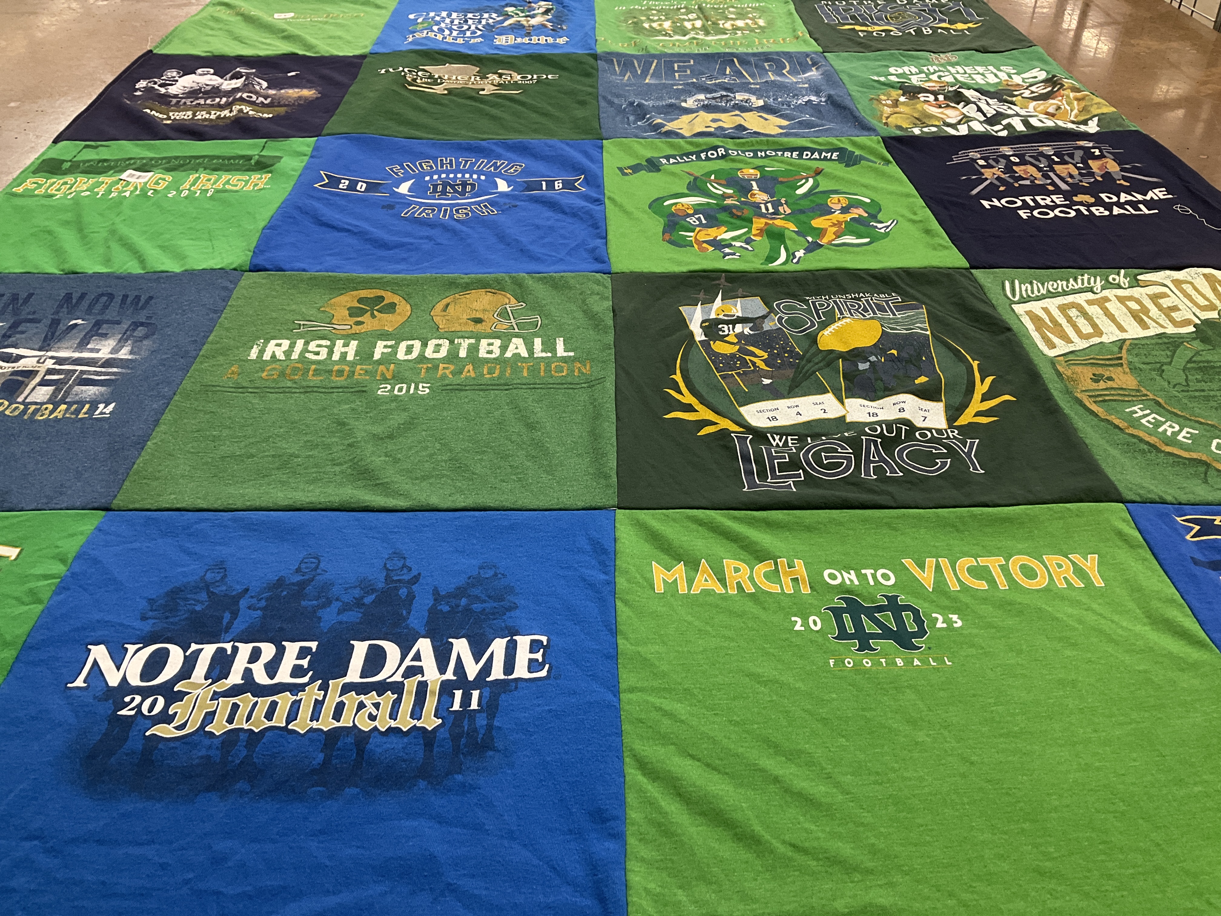T-shirt quilt featuring notre dame football by T from SC