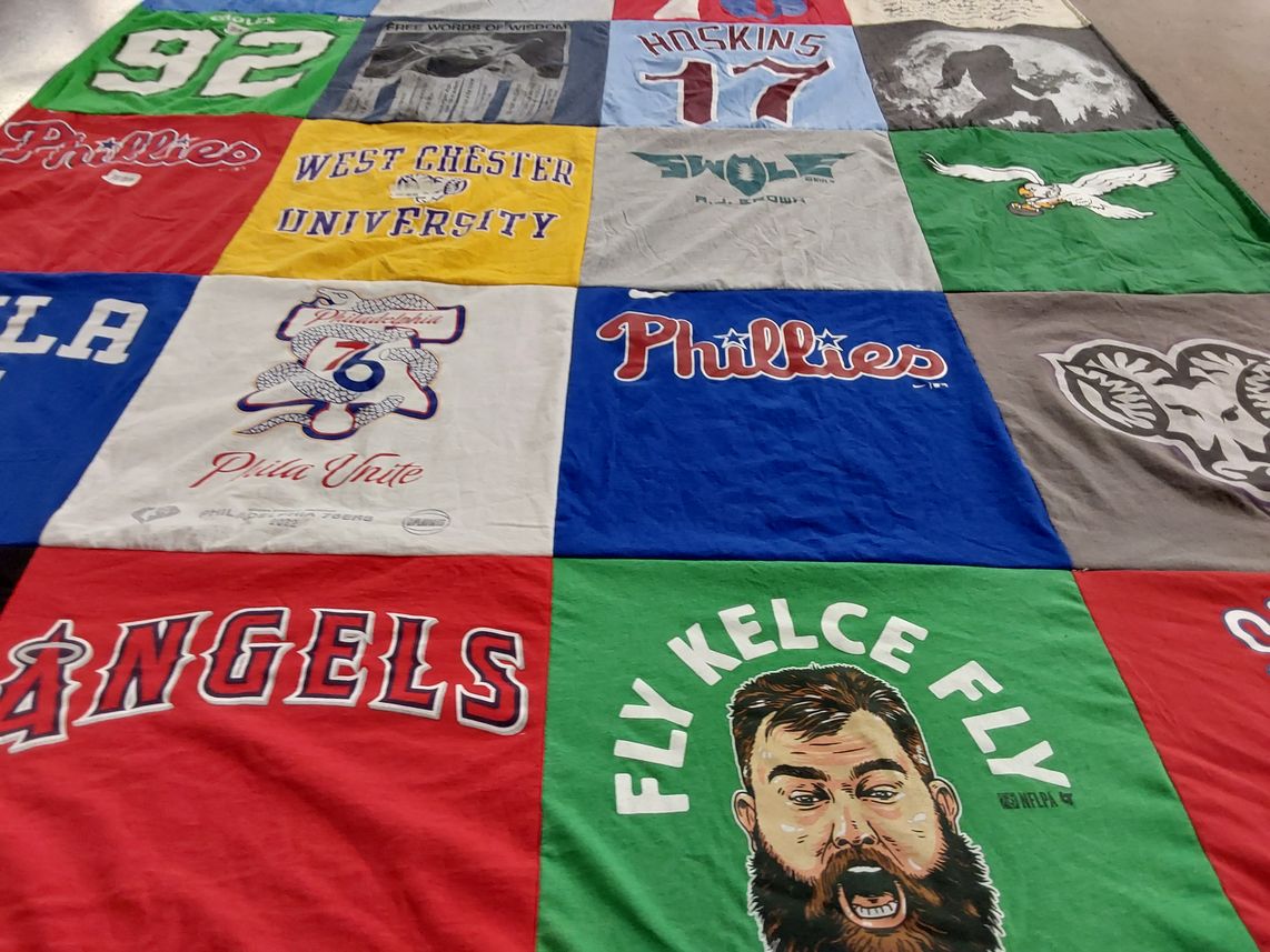 T-shirt quilt featuring philadelphia phillies, los angeles angels by Heather from PA