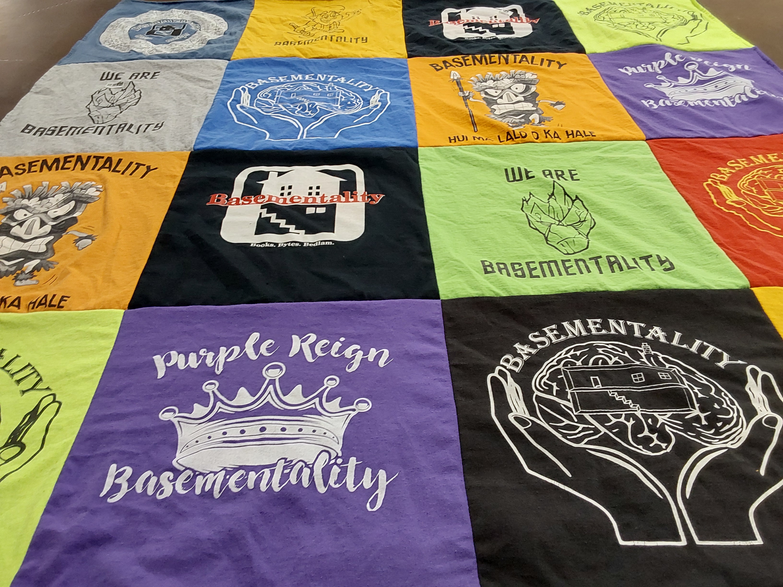 T-shirt quilt with community, creativity themes by Nancy from WI