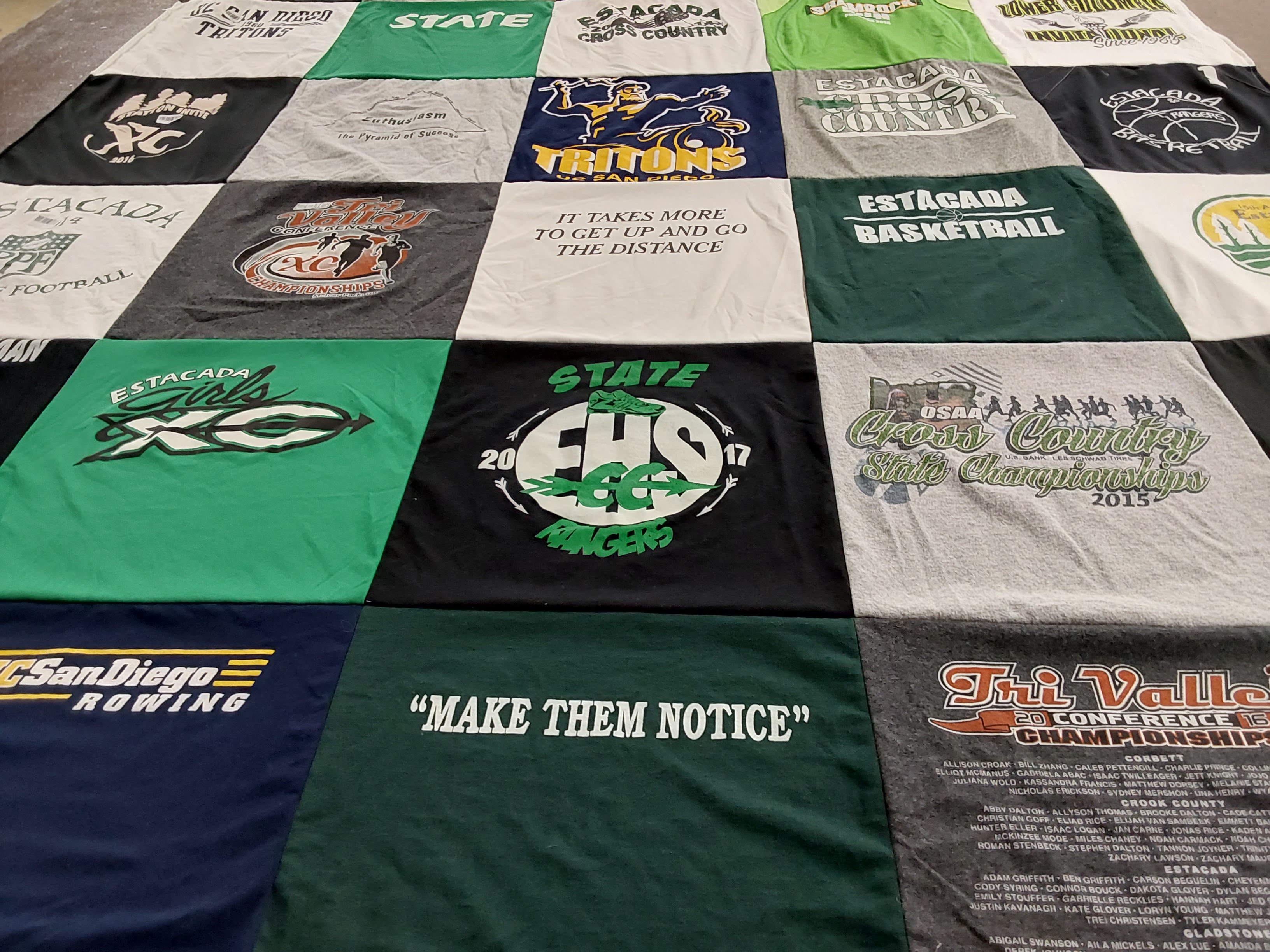 T-shirt quilt featuring estacada cross country, estacada basketball by Kelly from NC