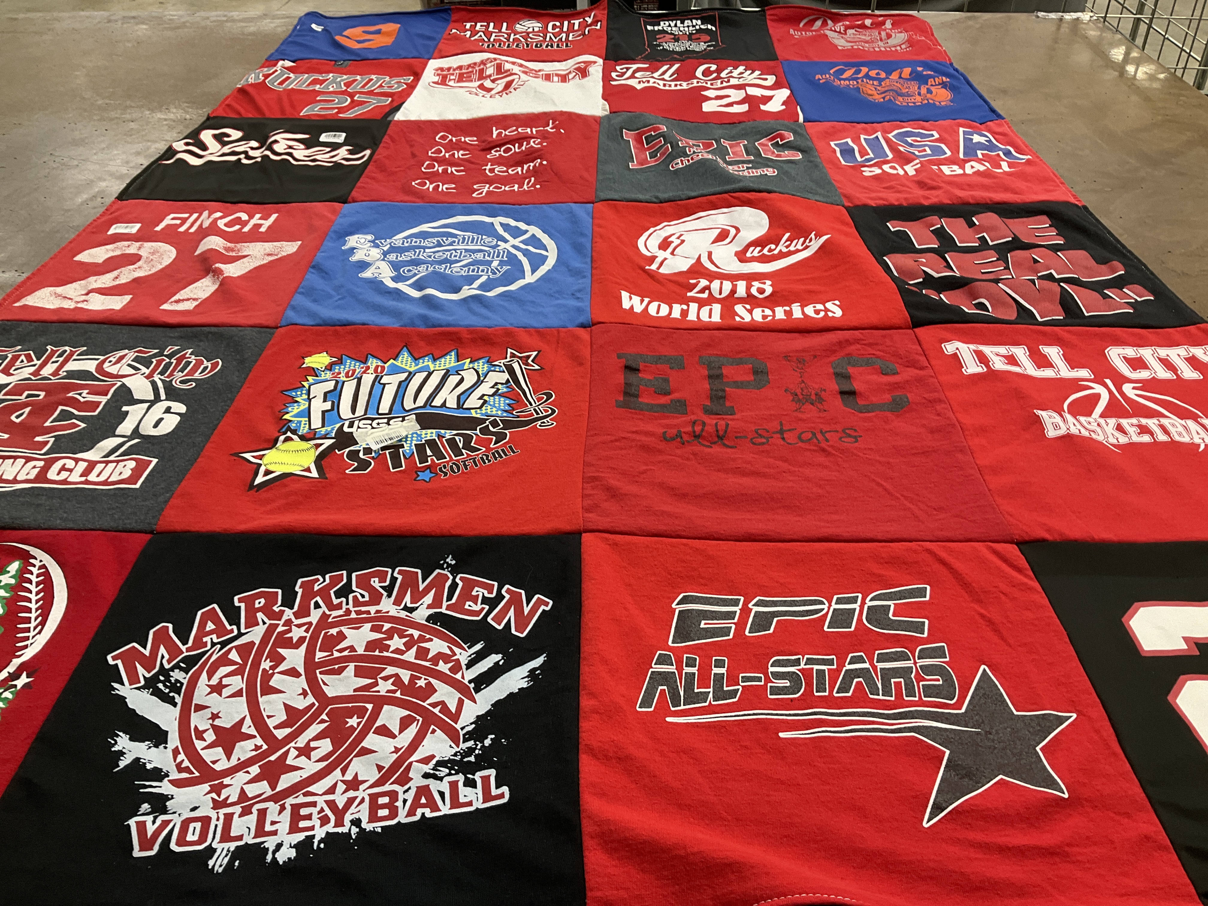 T-shirt quilt featuring tell city all stars volleyball, tell city basketball by Vanessa from IN