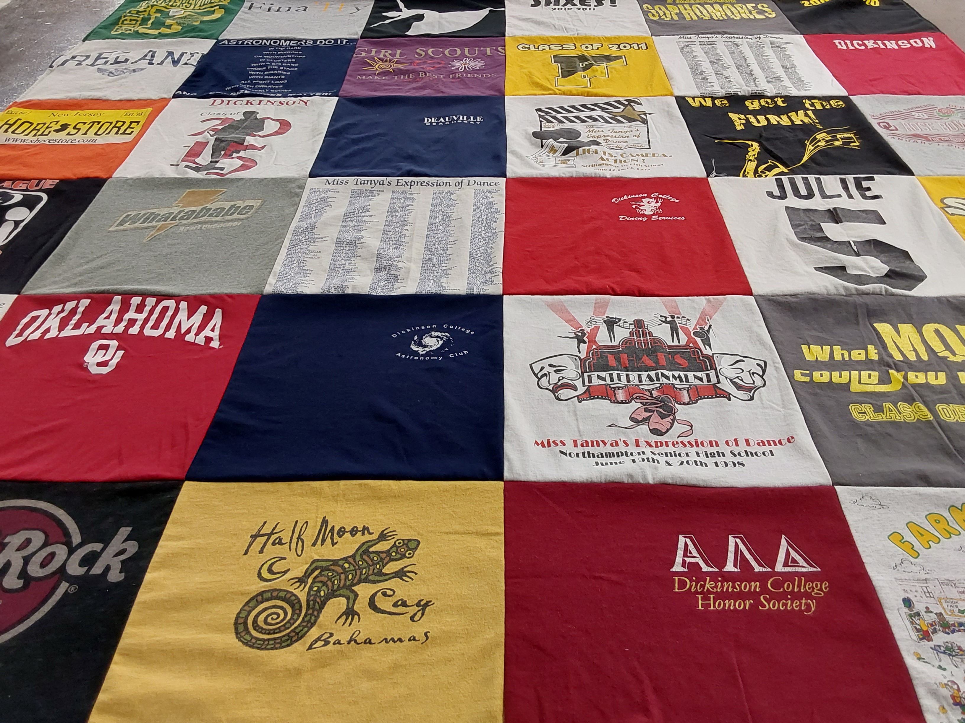 T-shirt quilt from dickinson college by Sharon from PA