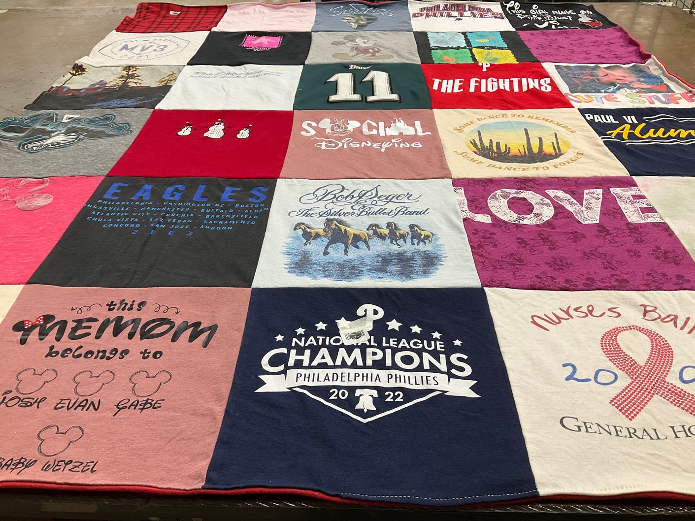 T-shirt quilt featuring philadelphia eagles, philadelphia phillies by Virginia from NJ