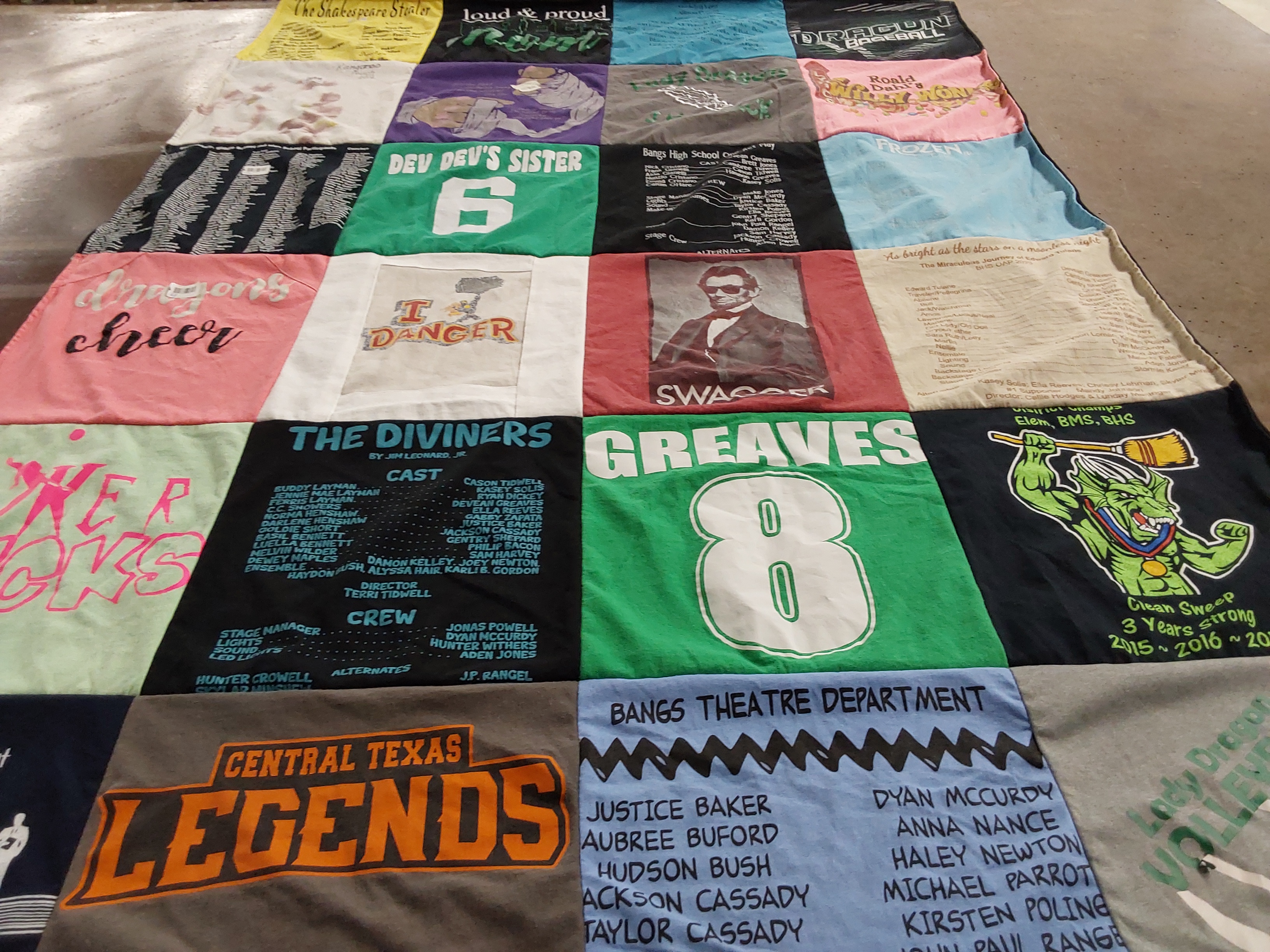 T-shirt quilt from bangs high school by Sandi from TX