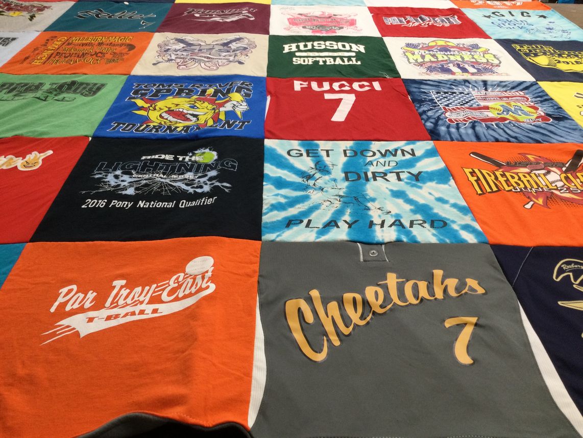 T-shirt quilt featuring parlin east t-ball, lightning by Donelle from NJ