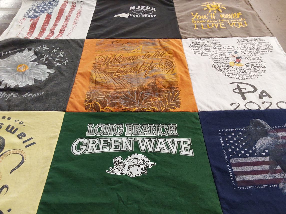 T-shirt quilt from long branch high school by Joanne from NJ
