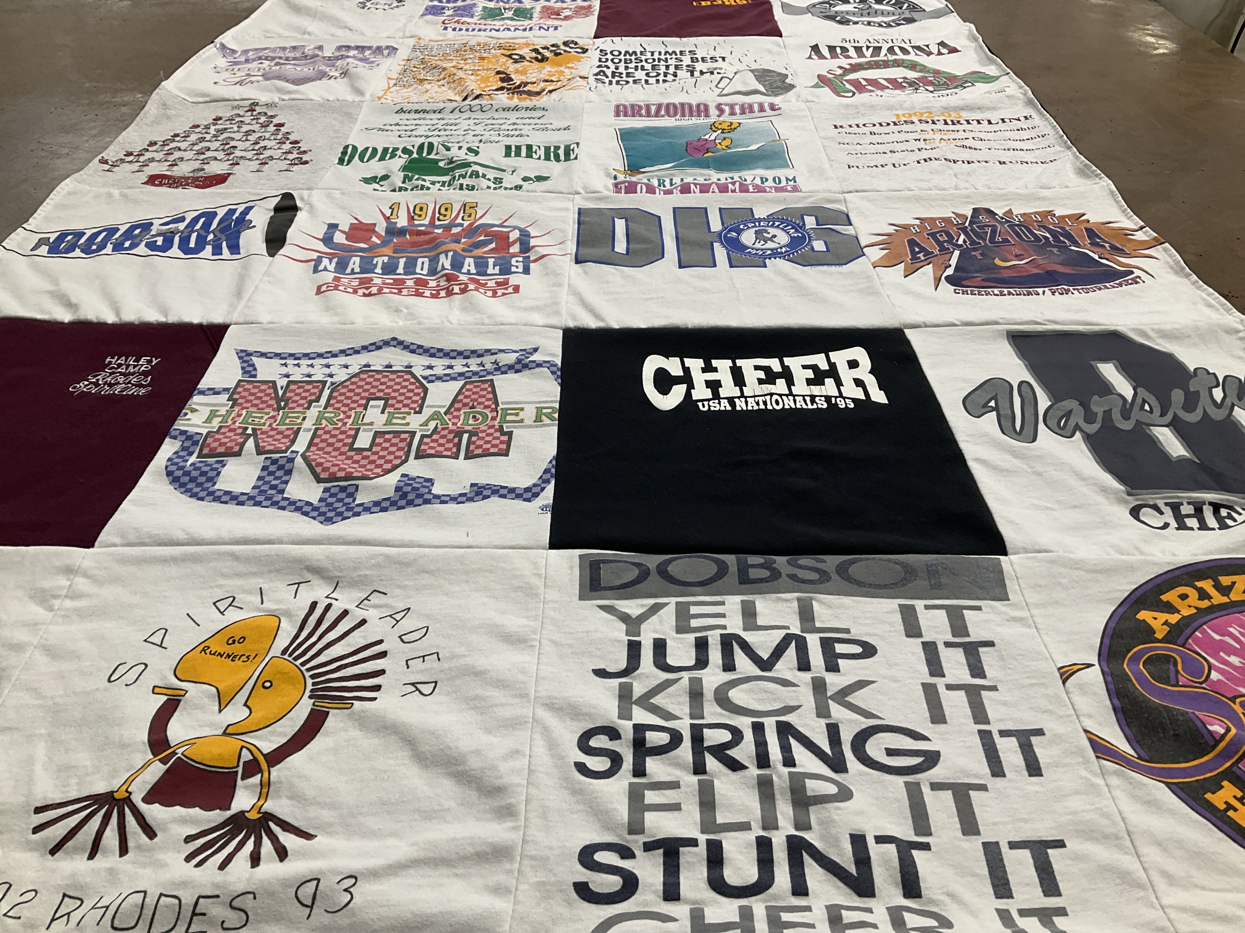 T-shirt quilt featuring arizona state university cheer team by Hailey from AZ