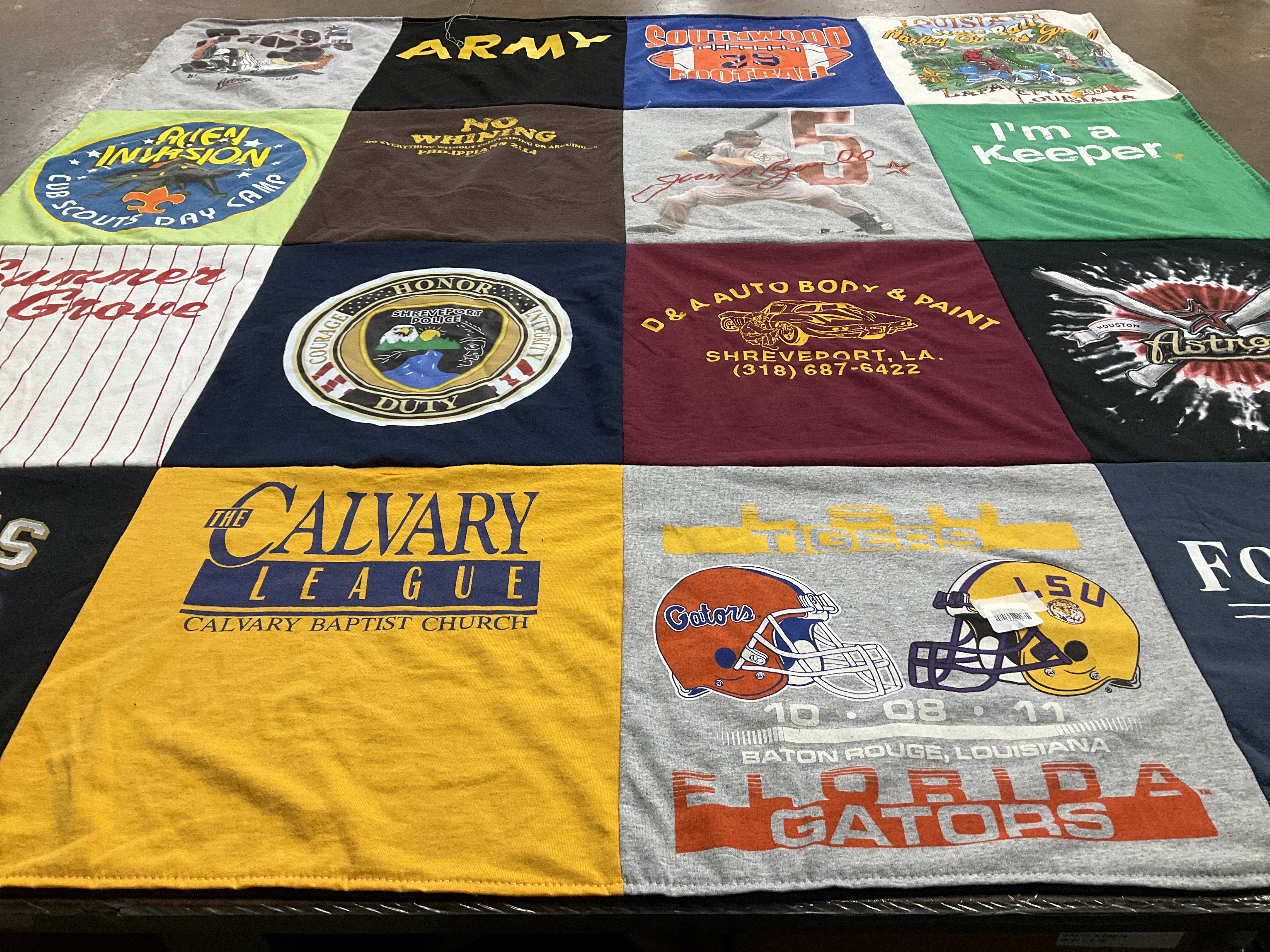 T-shirt quilt featuring lsu tigers, florida gators by alisa from LA