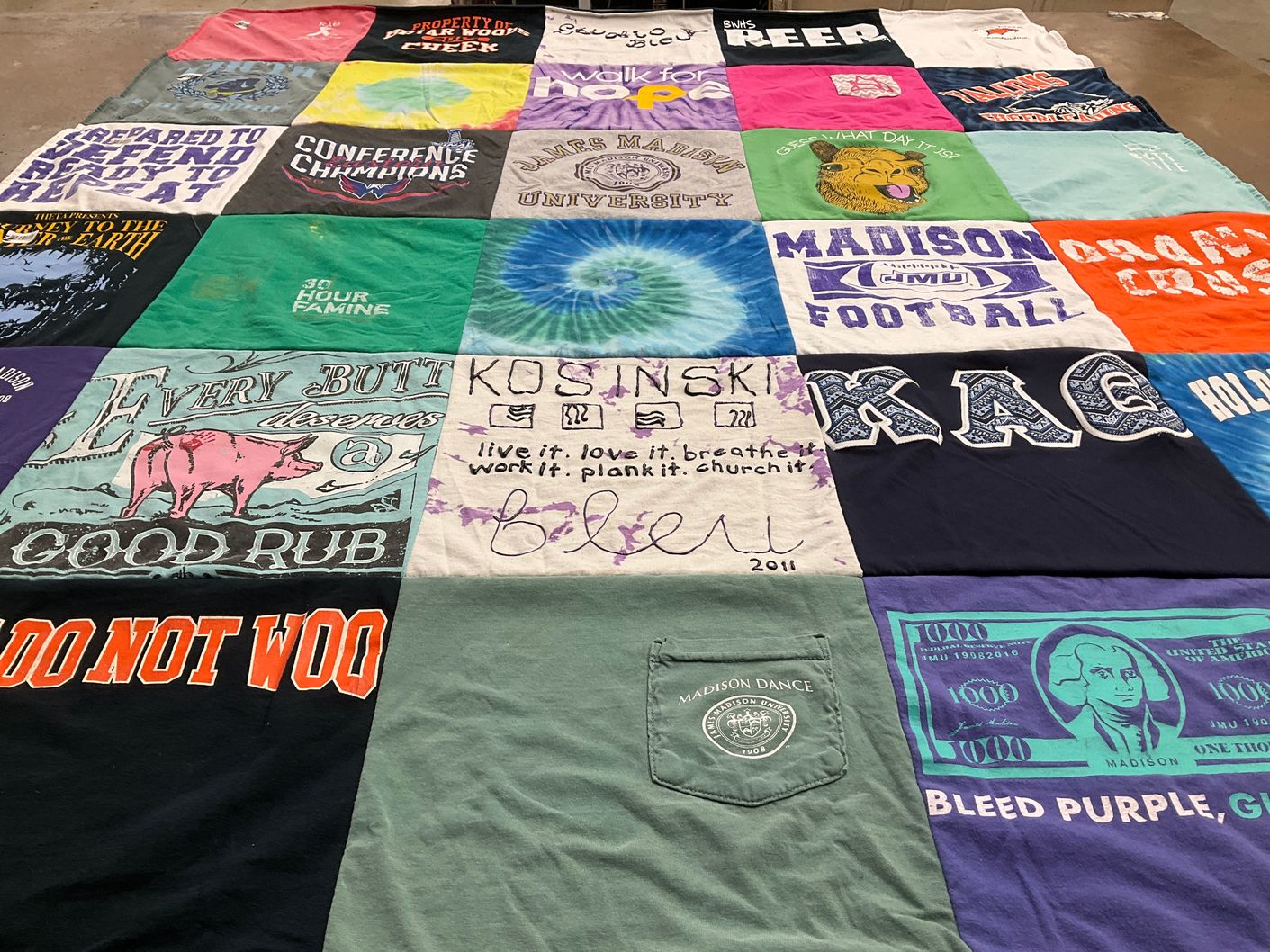 T-shirt quilt featuring madison football by Danielle from VA