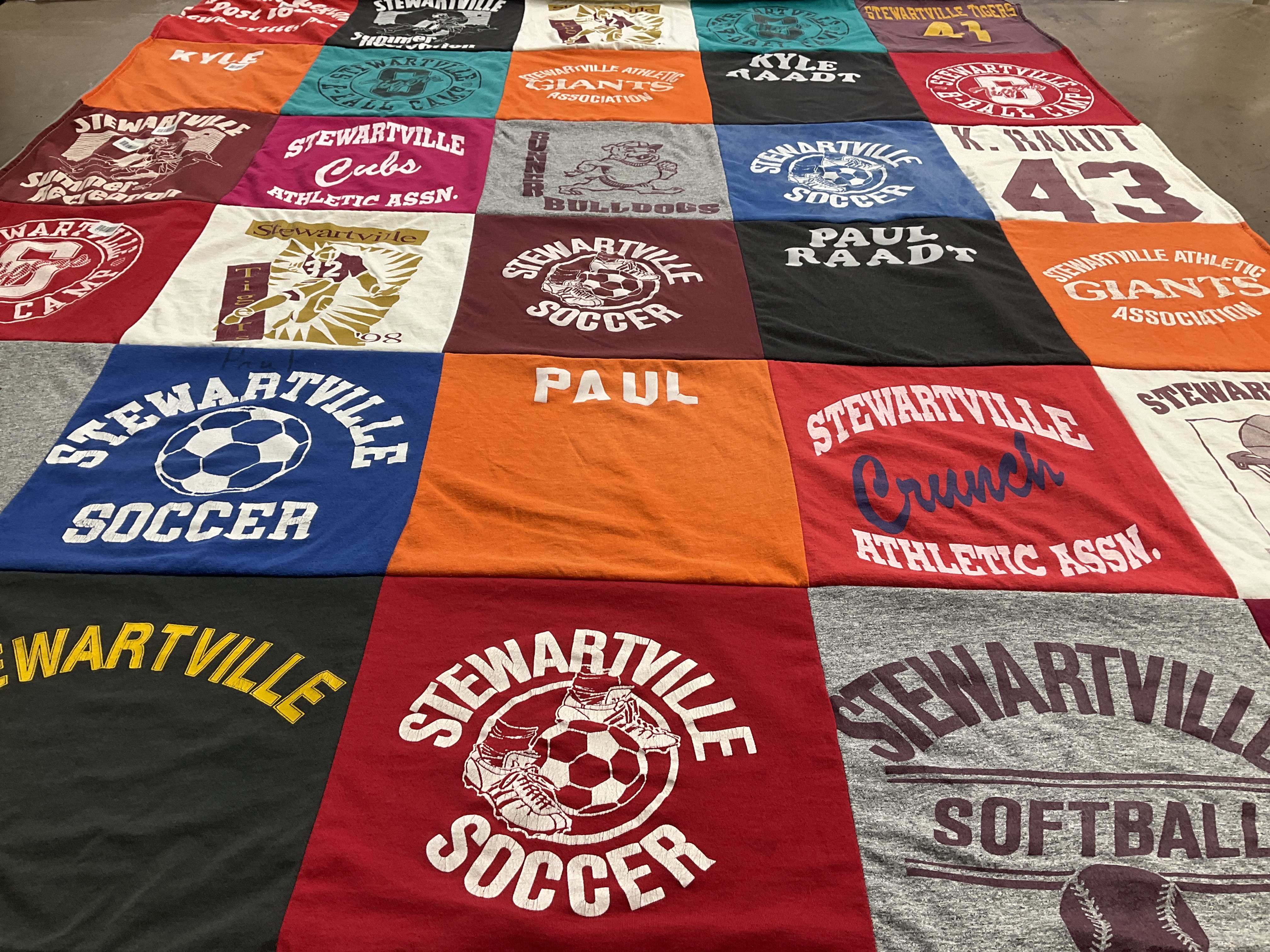 T-shirt quilt featuring stewartville soccer, stewartville softball by Dawn from MN