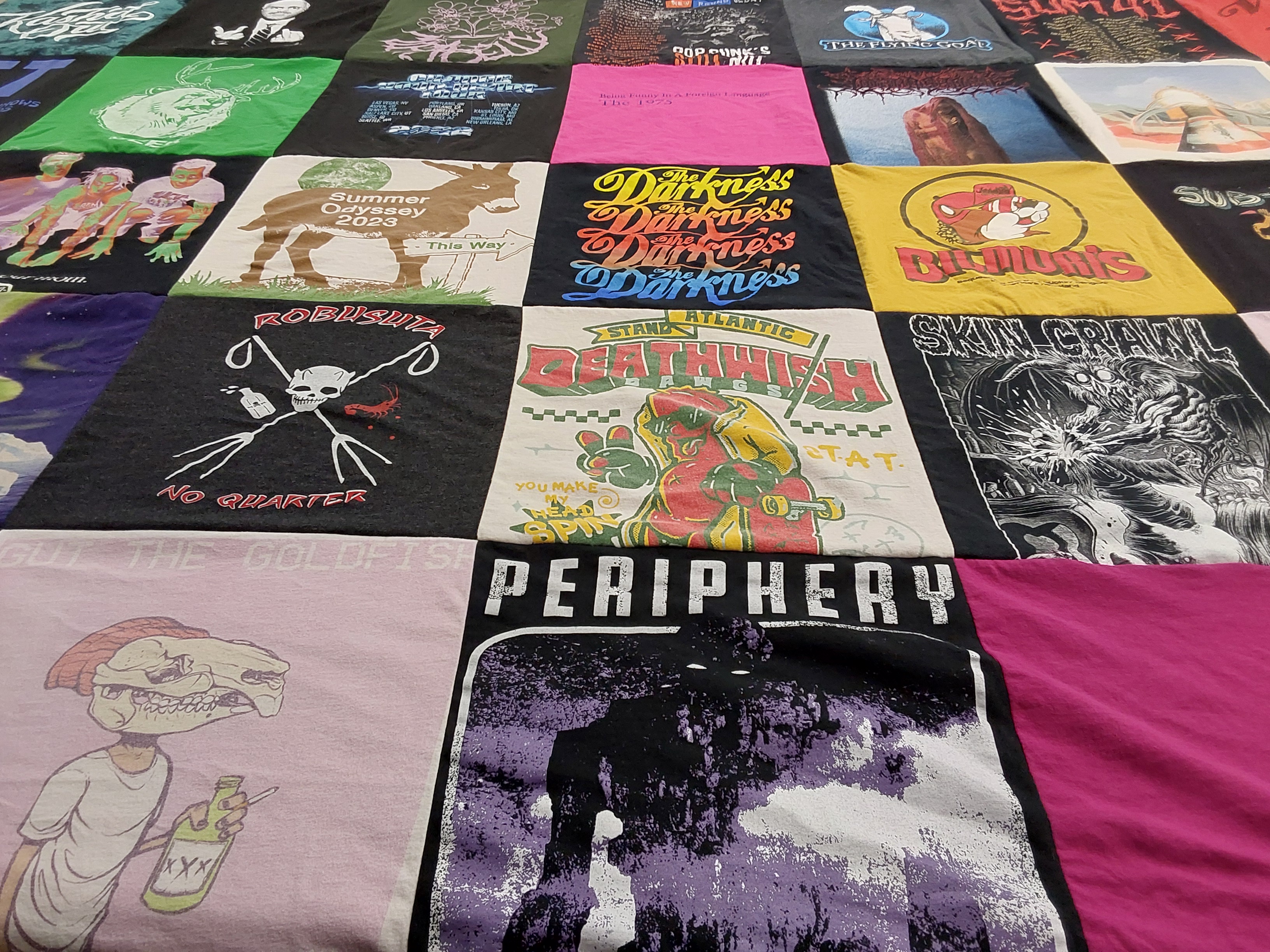 T-shirt quilt with music, art themes by Trevor from NV