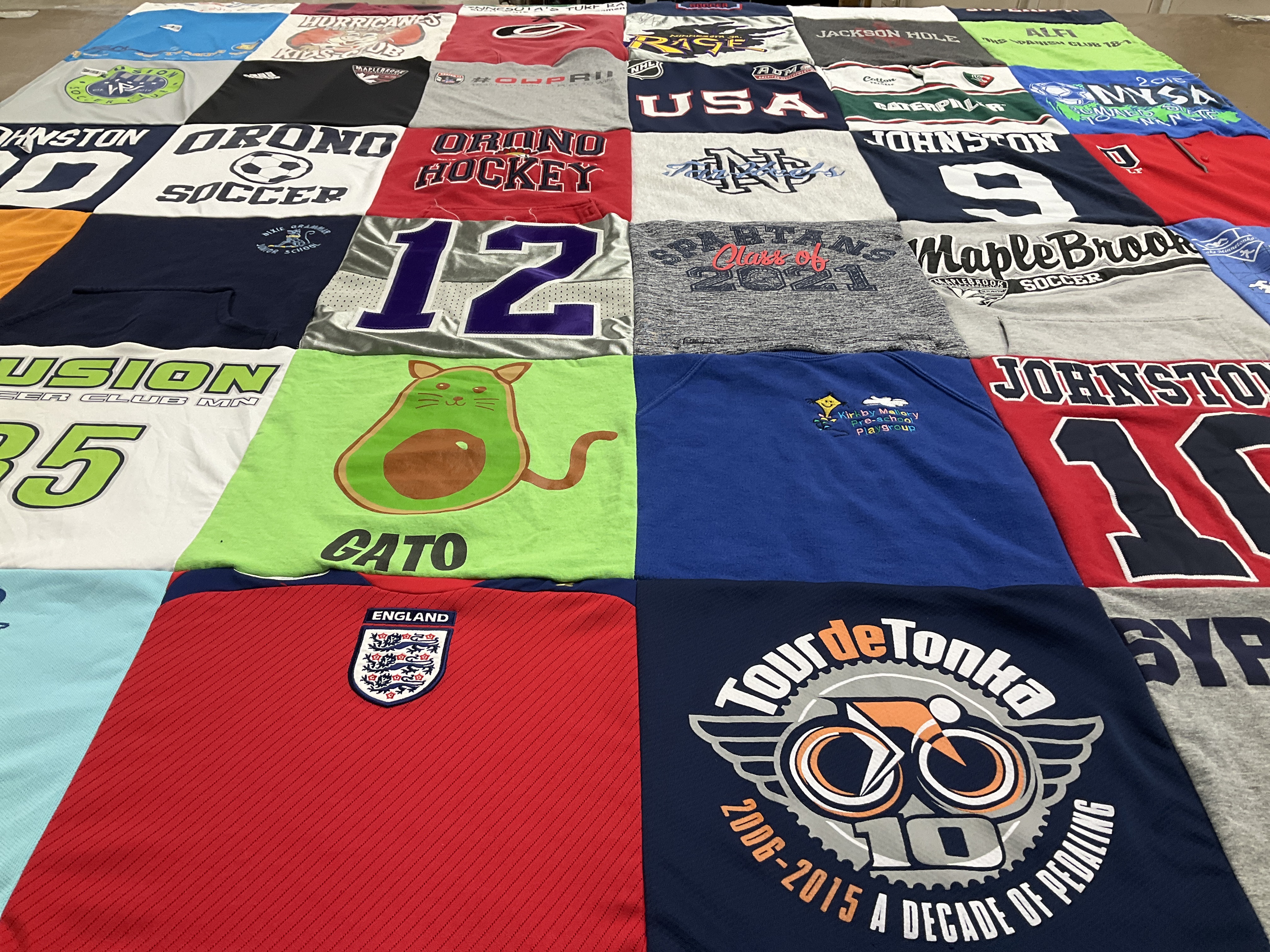 T-shirt quilt from johnston high school, maple brook college by Lynn from IL