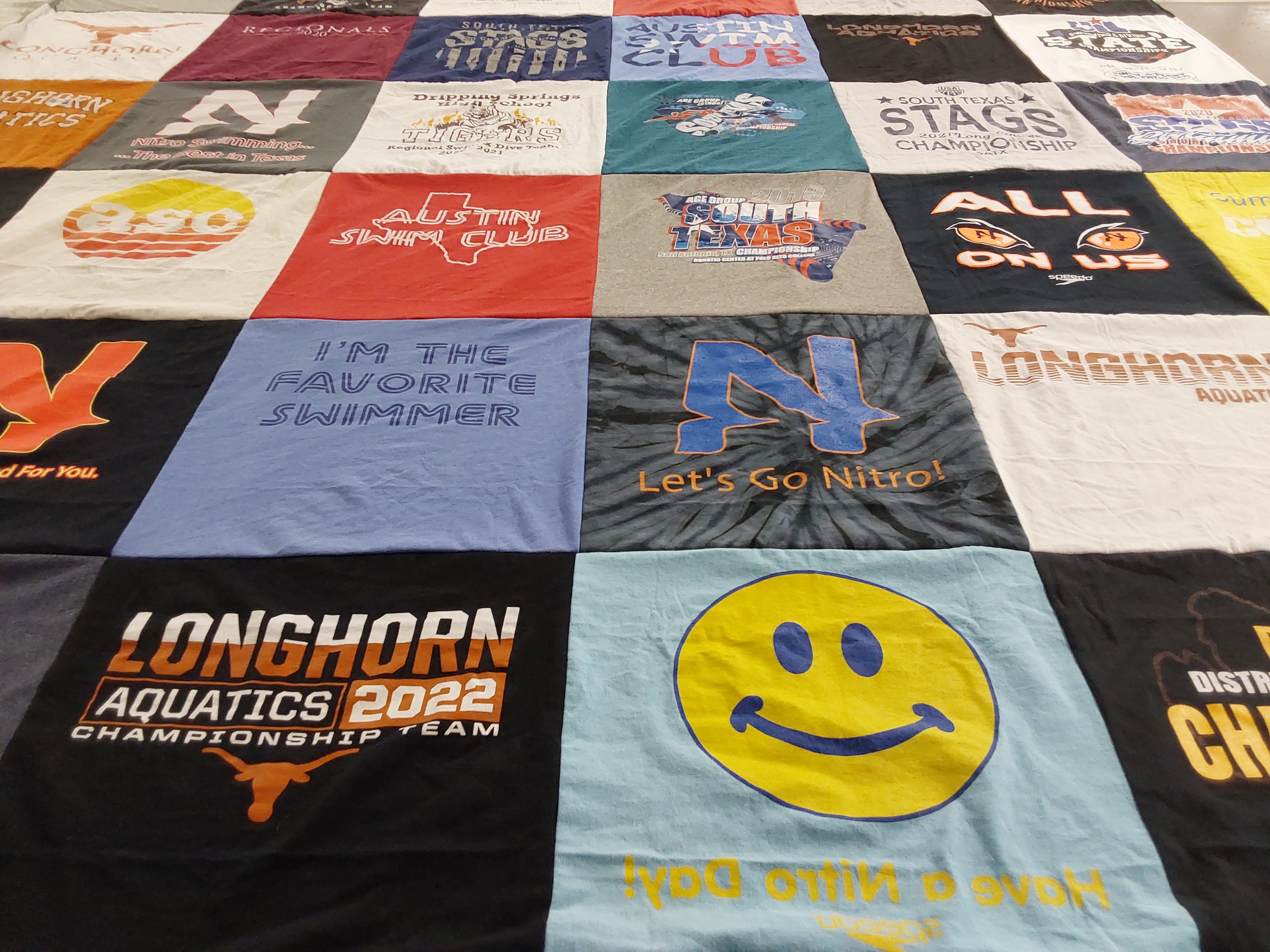 T-shirt quilt featuring longhorn aquatics by Katie from TX