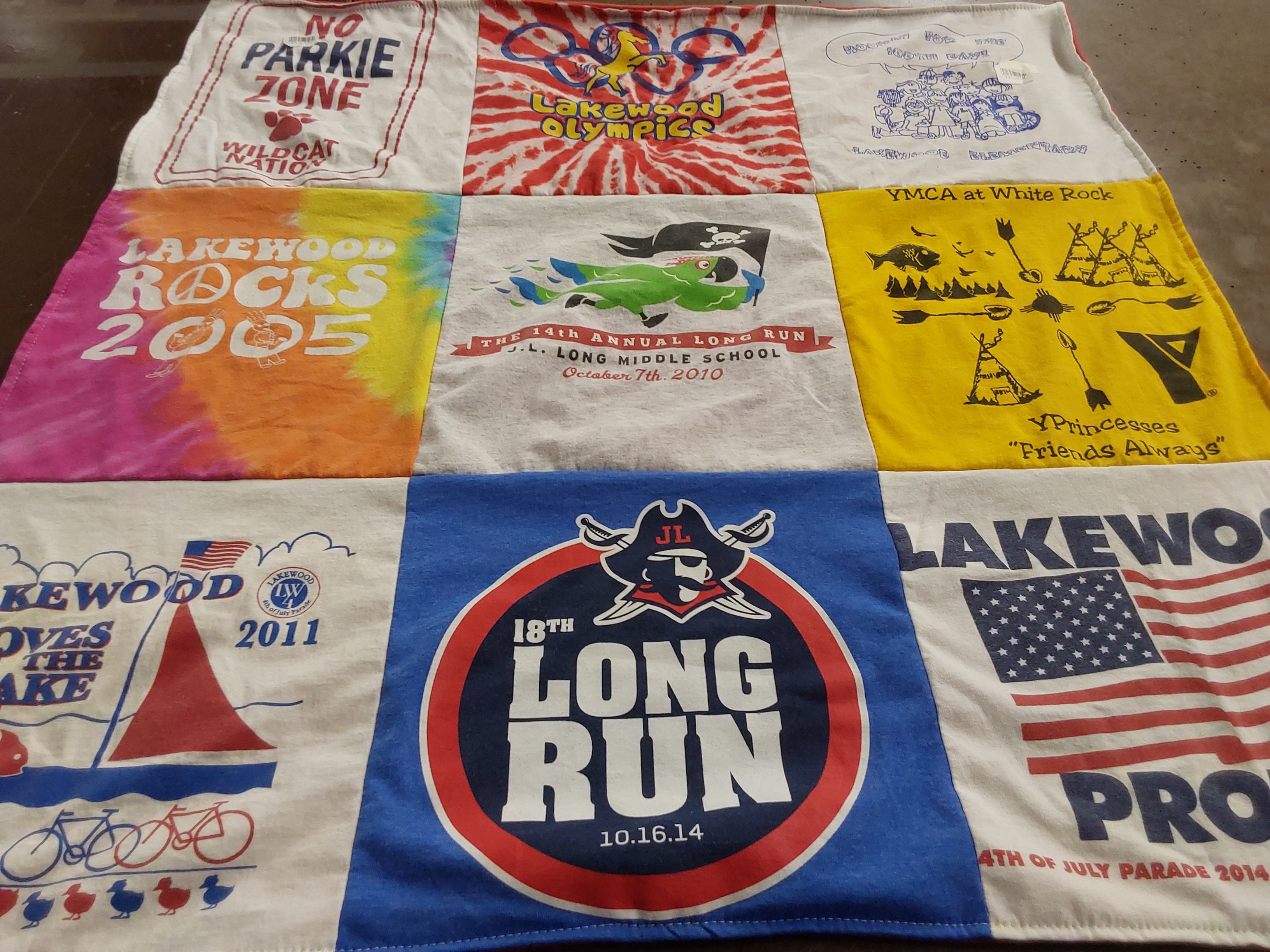 T-shirt quilt from lakewood middle school by Margie from TX