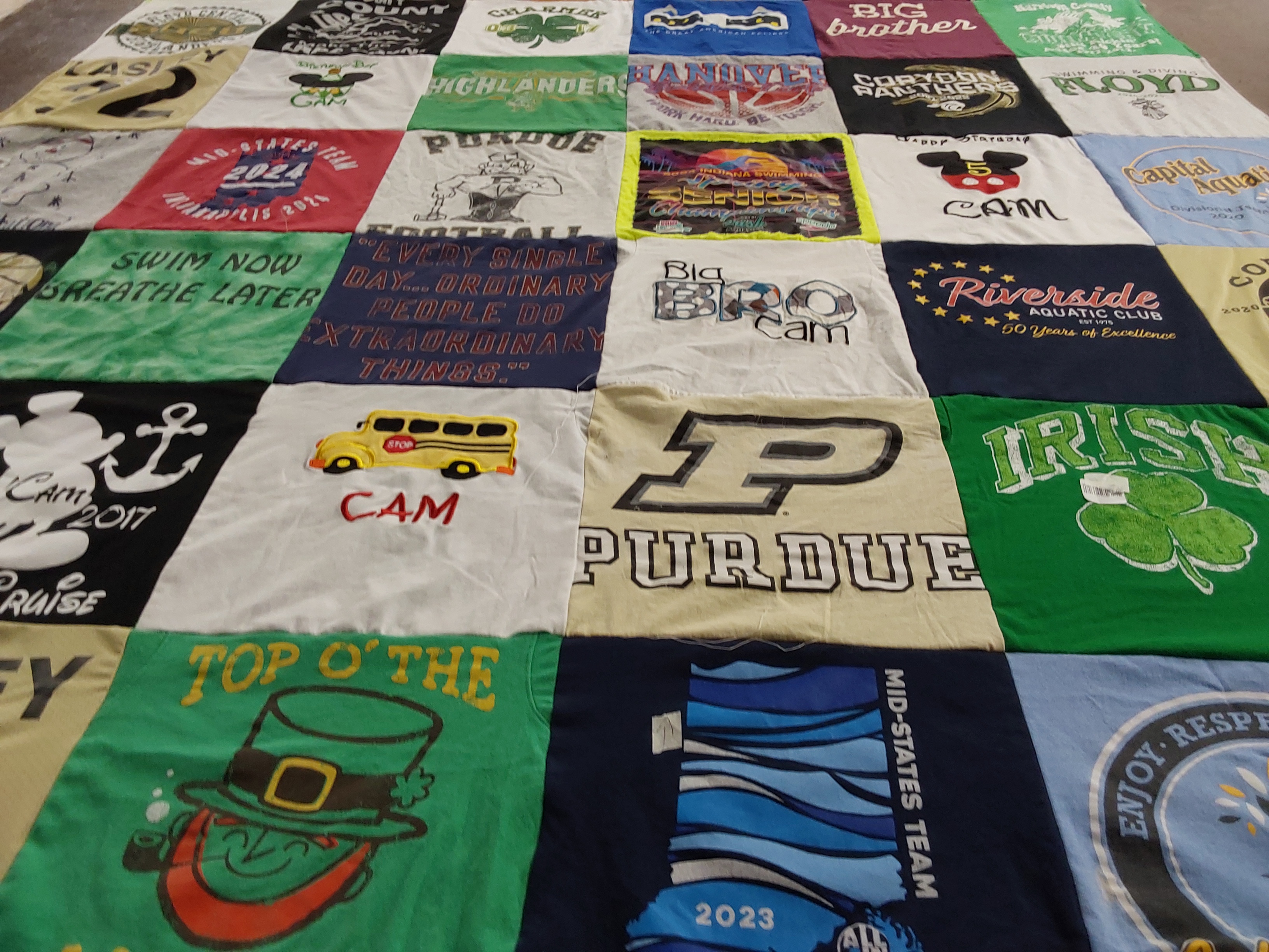 T-shirt quilt from purdue university by Kyle from IN
