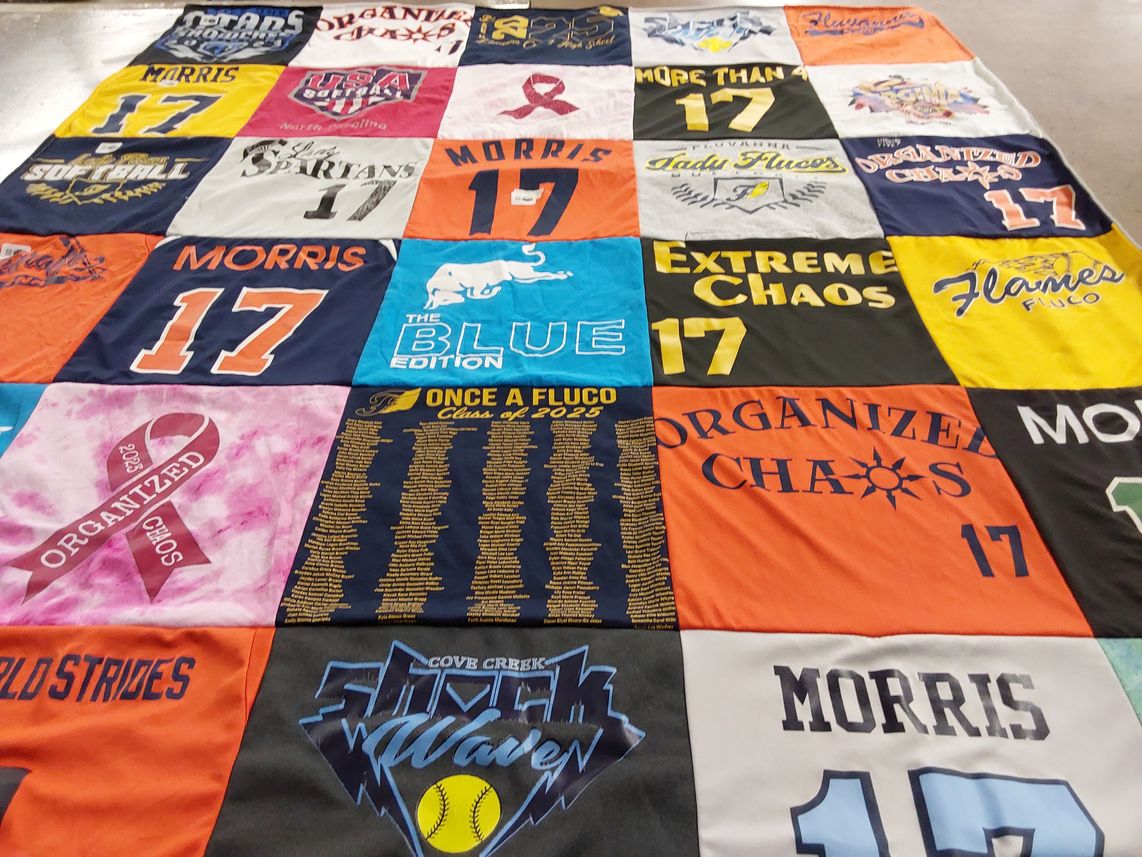 T-shirt quilt featuring morris high school, lady fluco by Amy from VA
