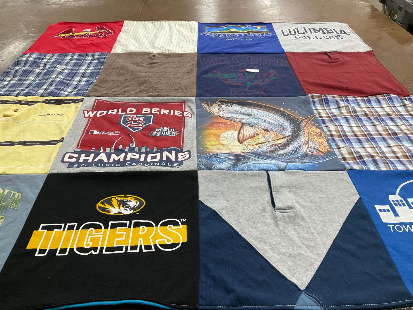 T-shirt quilt featuring st. louis cardinals, mizzou tigers by Catherine from MO