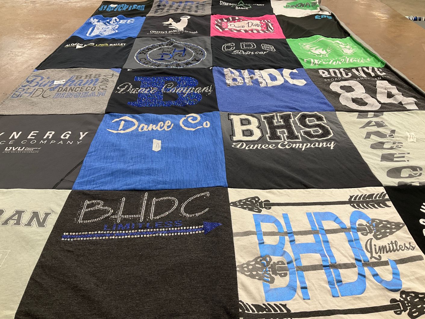 T-shirt quilt featuring bigham high school dance team by Kellie from UT